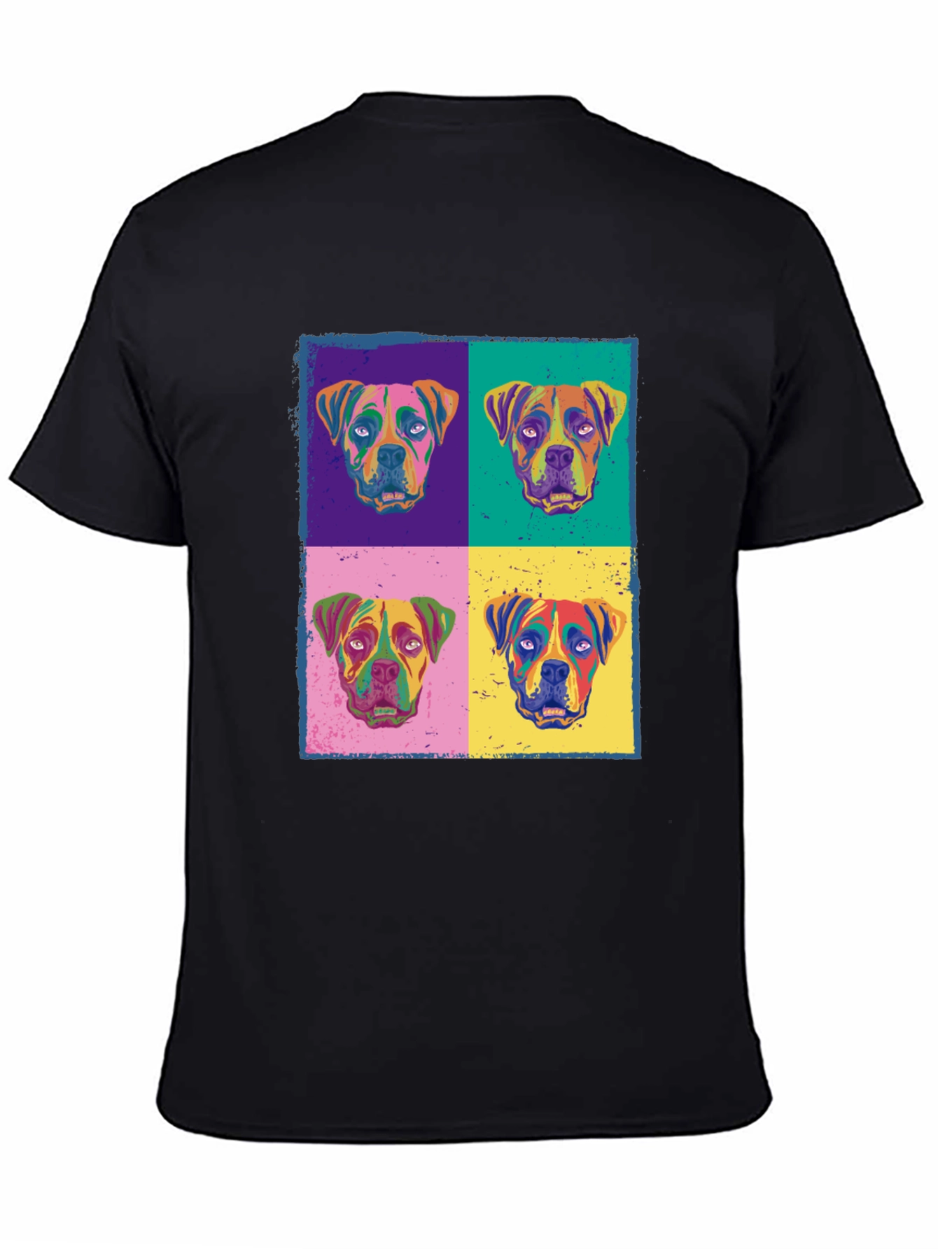 Dog Pop Art Print Black T-Shirt