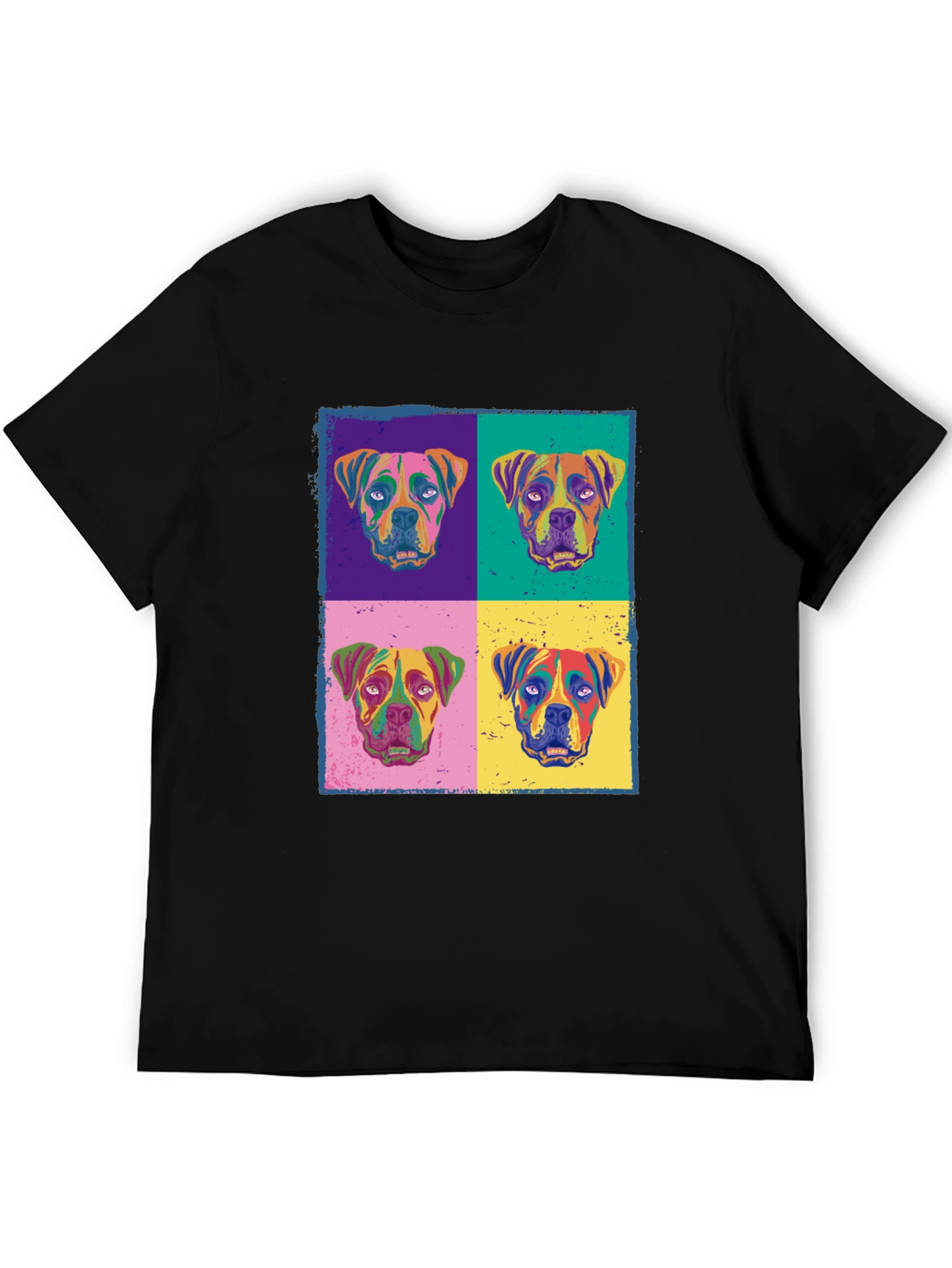 Dog Pop Art Print Black T-Shirt