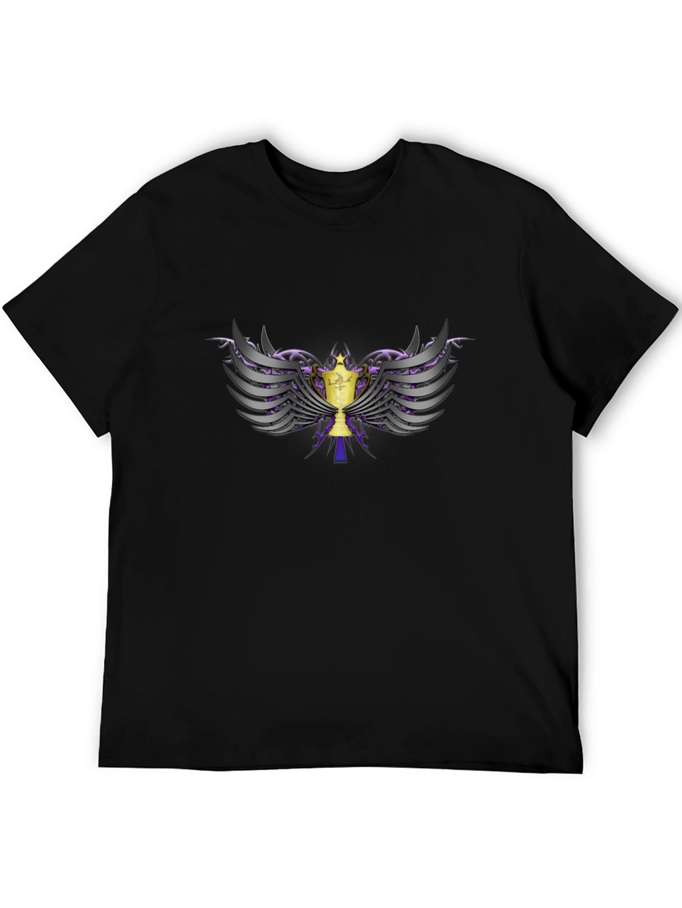 Winged Trophy Graphic Tee - Black Cotton Comfort