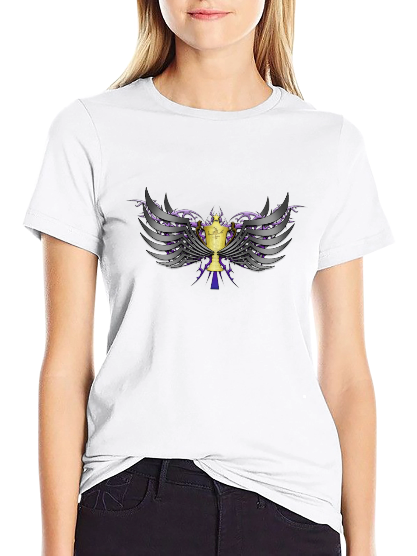 Winged Trophy Graphic Tee - Black Cotton Comfort