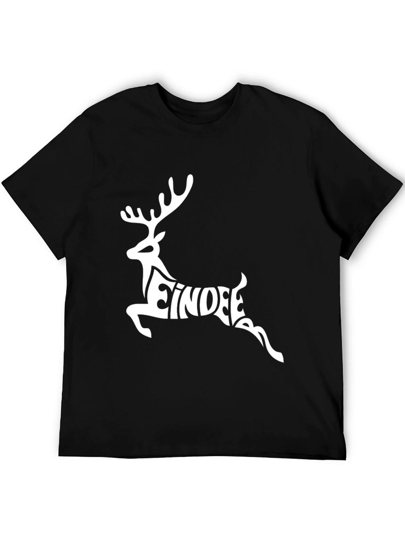 Festive Reindeer Graphic Tee - Black