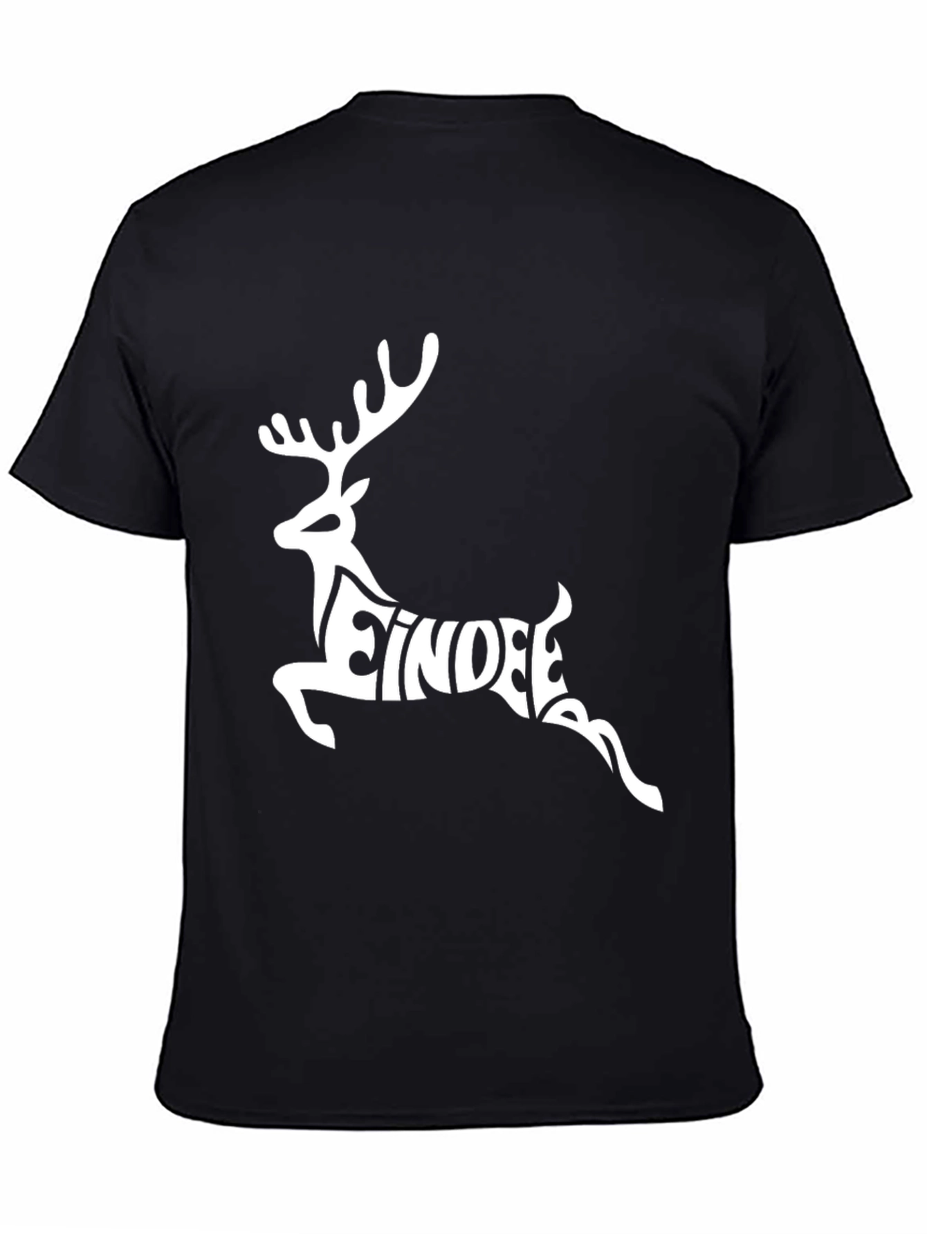 Festive Reindeer Graphic Tee - Black