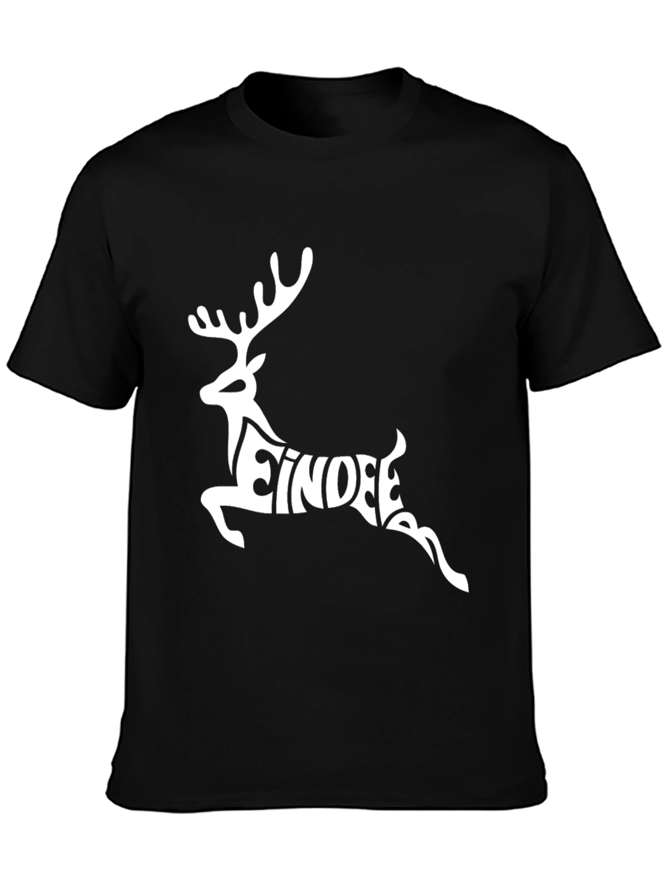 Festive Reindeer Graphic Tee - Black