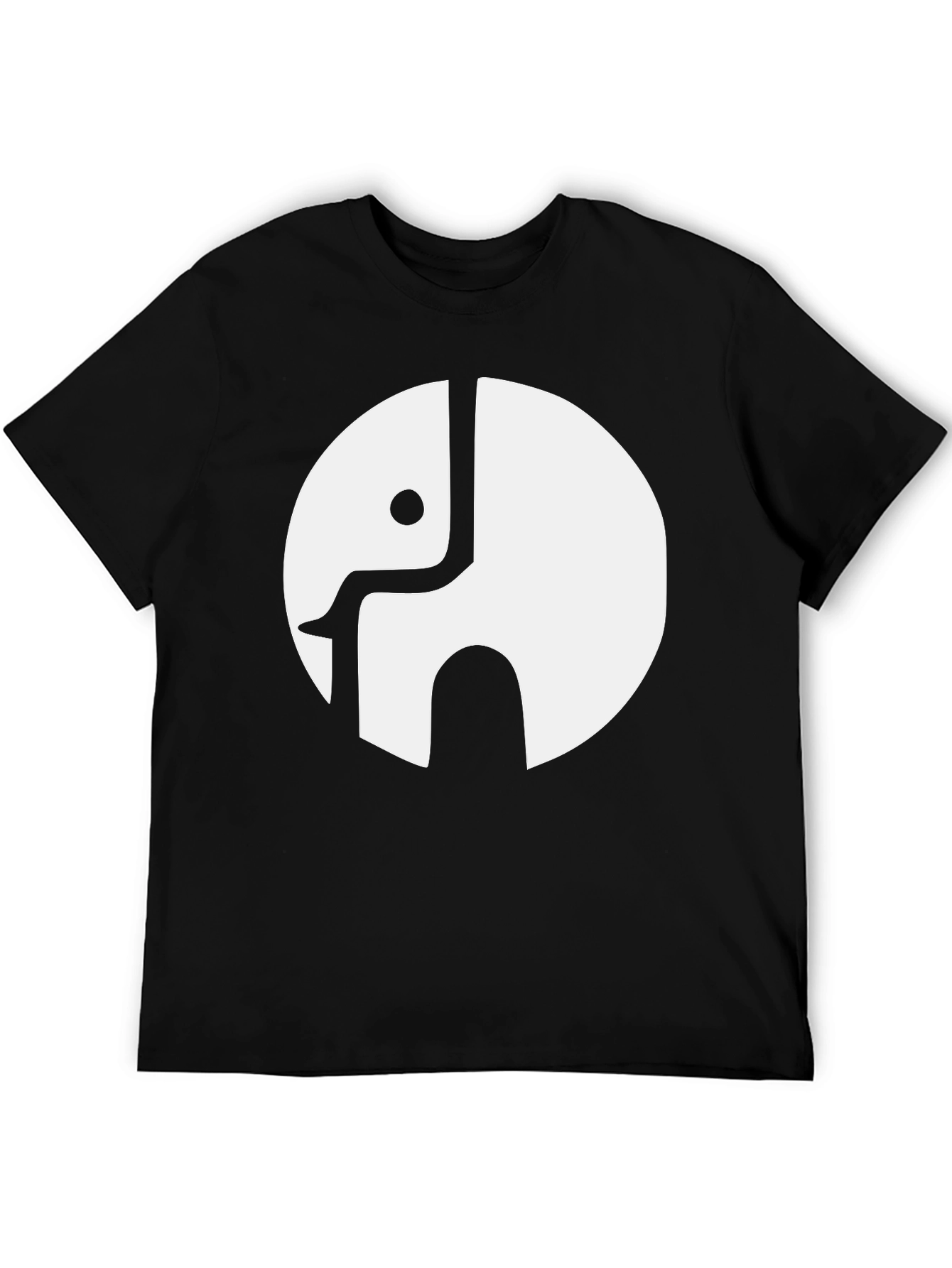 Abstract Elephant Graphic Print Black T-Shirt