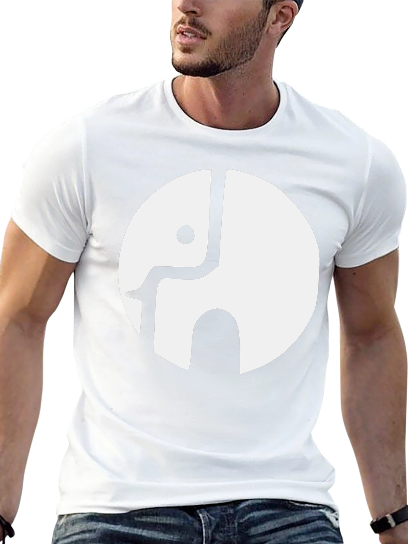 Abstract Elephant Graphic Print Black T-Shirt