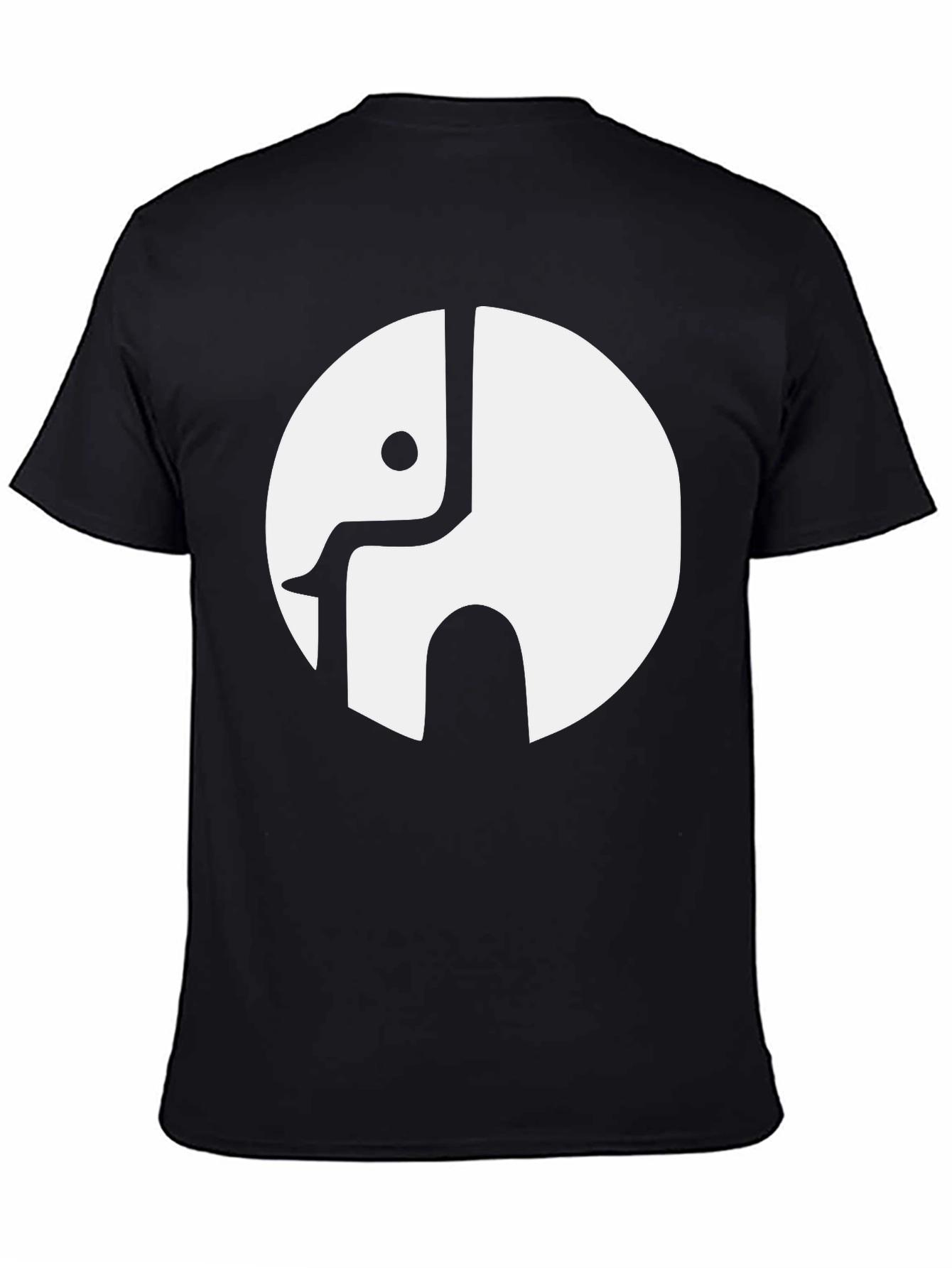 Abstract Elephant Graphic Print Black T-Shirt