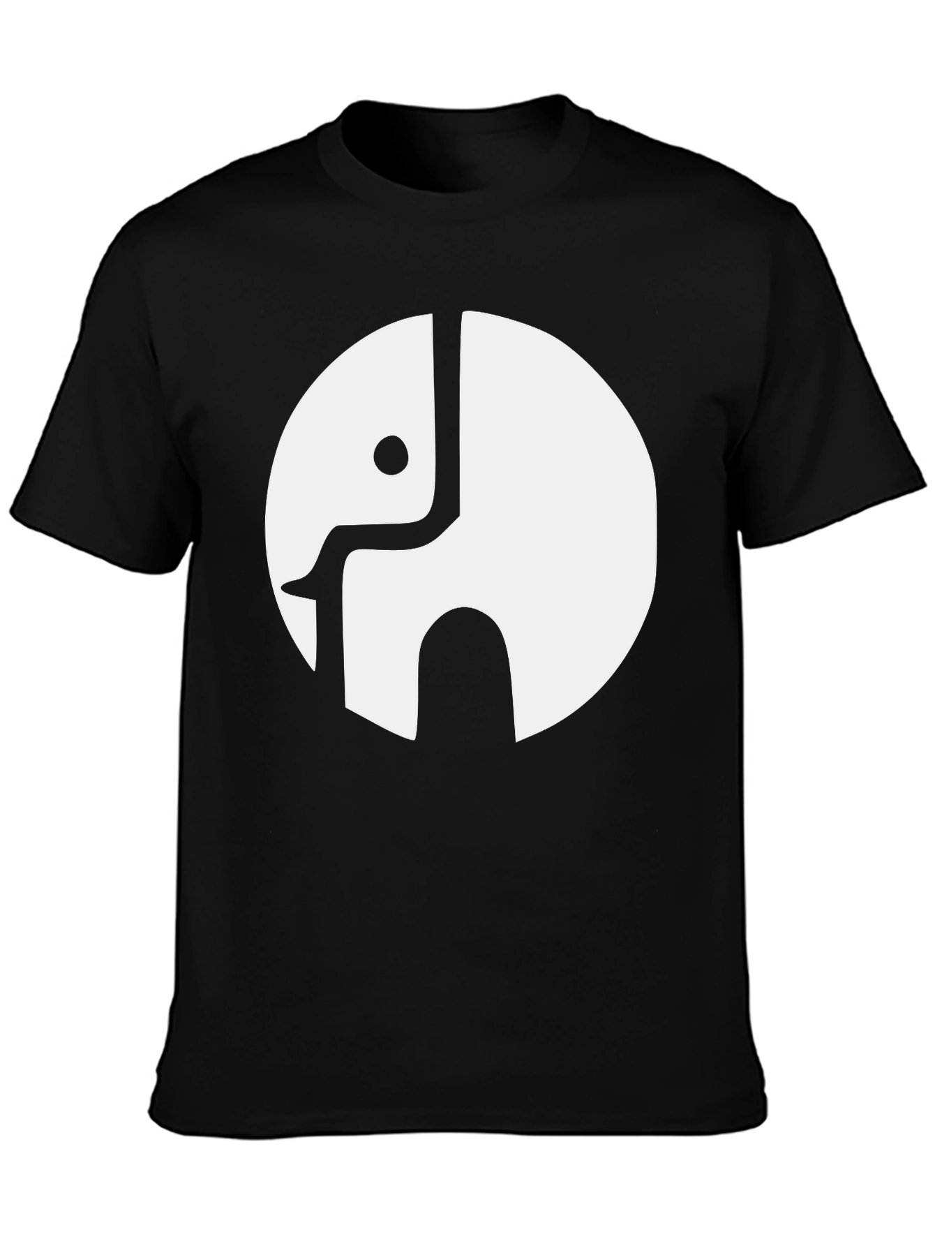 Abstract Elephant Graphic Print Black T-Shirt
