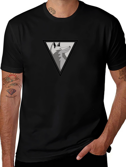 Mens Black T-Shirt - Wolf Design