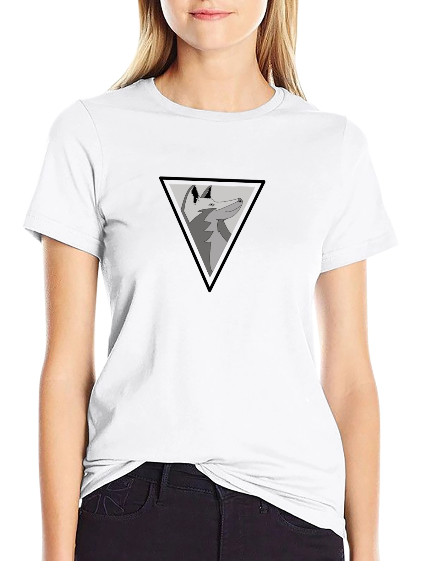 Mens Black T-Shirt - Wolf Design