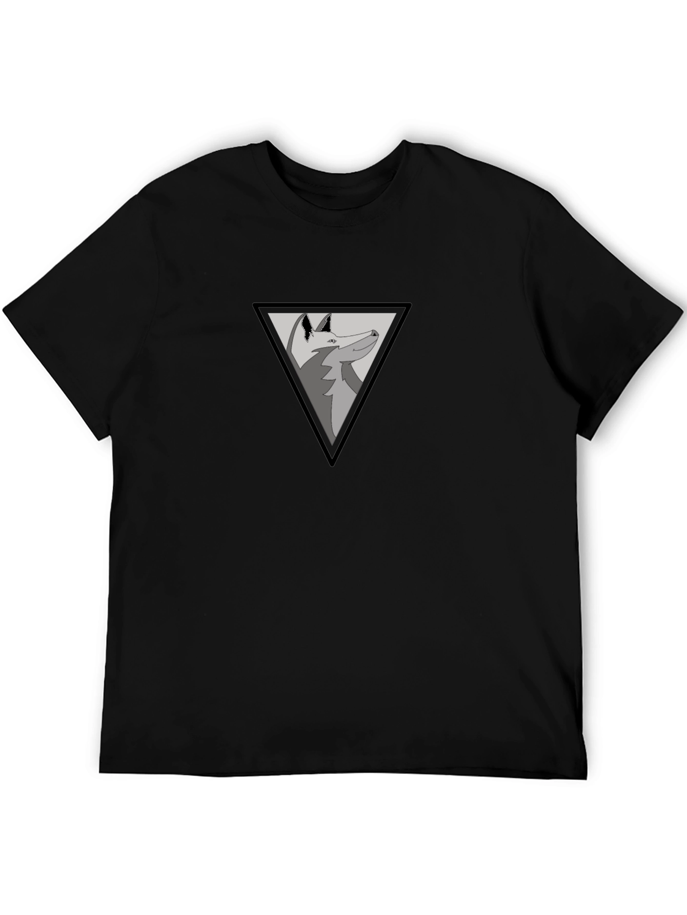Mens Black T-Shirt - Wolf Design