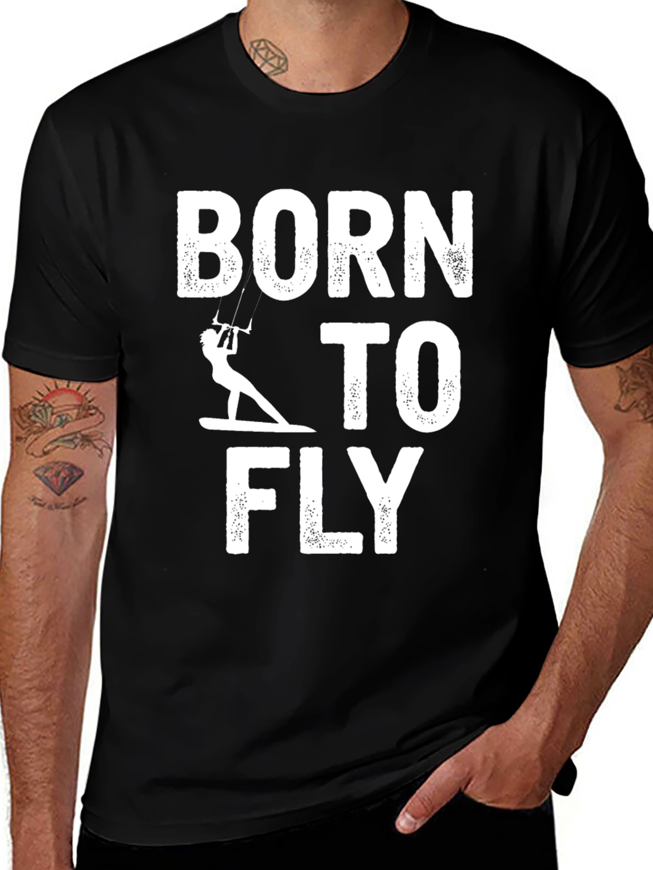Born to Fly Kitesurfing T-Shirt - Black