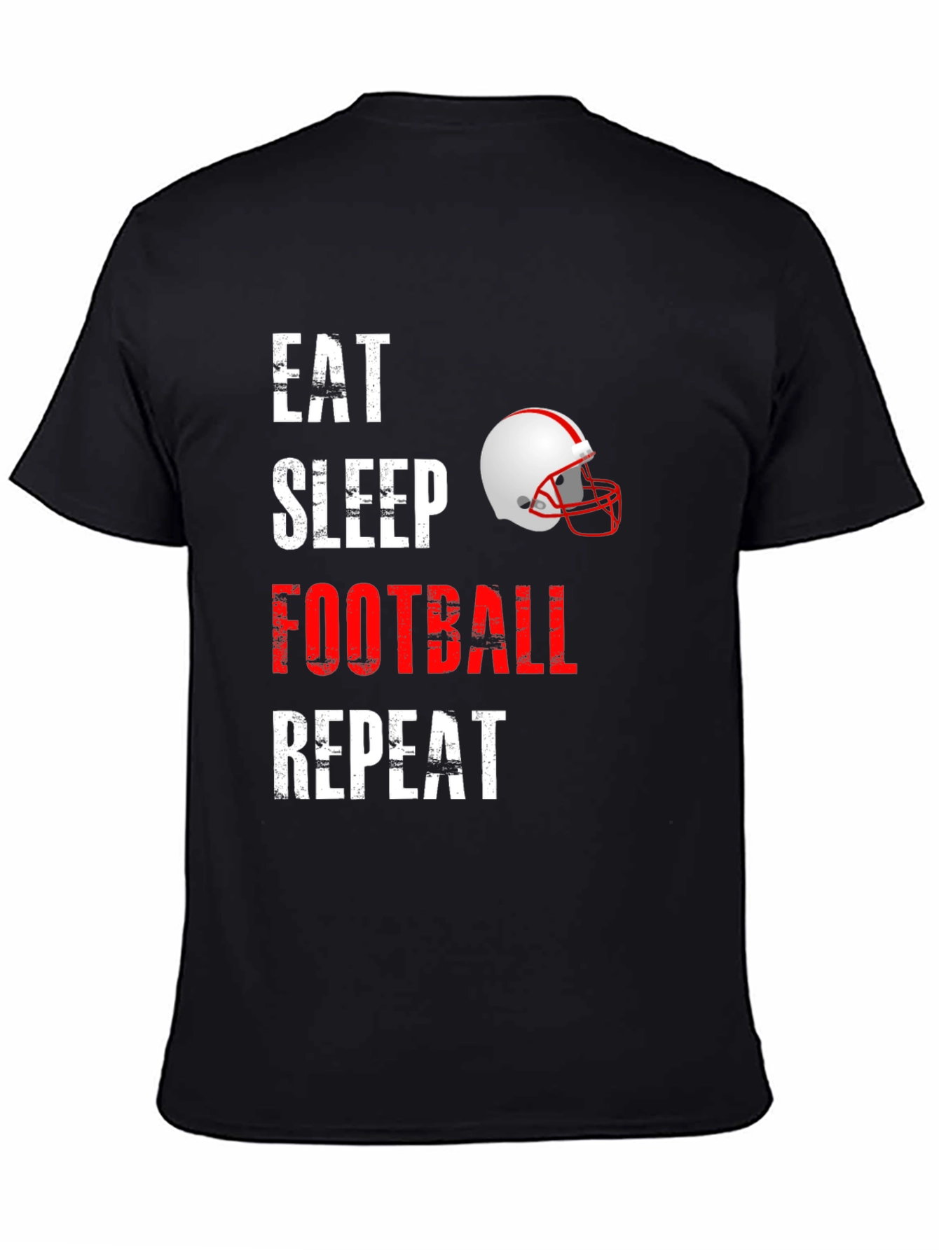 Eat Sleep Football Repeat Black Graphic T-Shirt