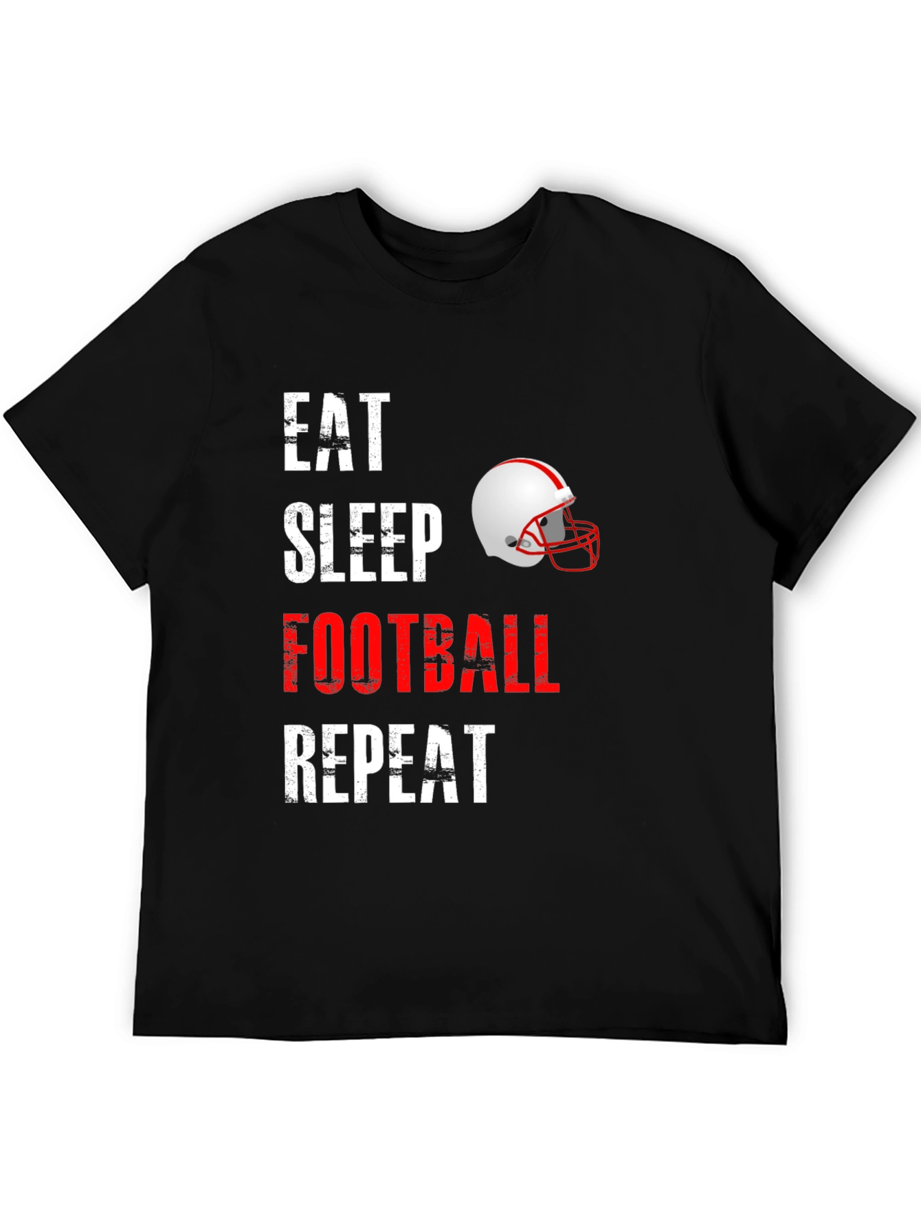 Eat Sleep Football Repeat Black Graphic T-Shirt