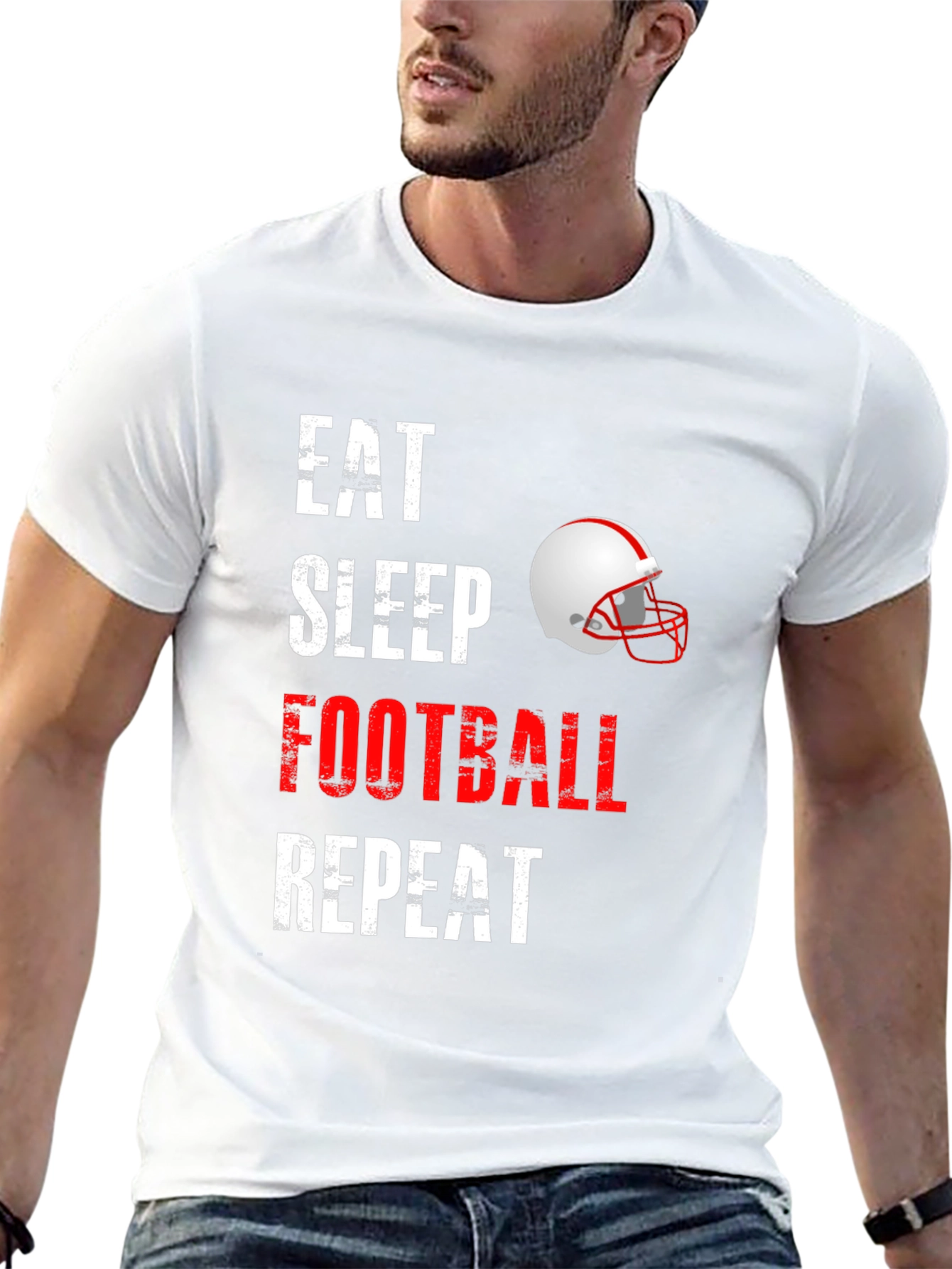 Eat Sleep Football Repeat Black Graphic T-Shirt