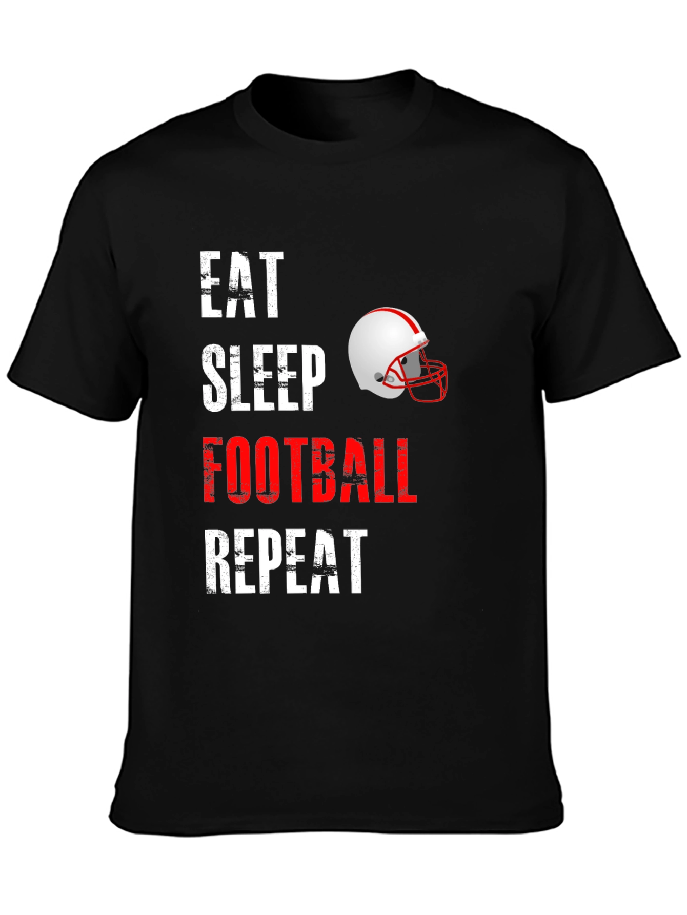 Eat Sleep Football Repeat Black Graphic T-Shirt