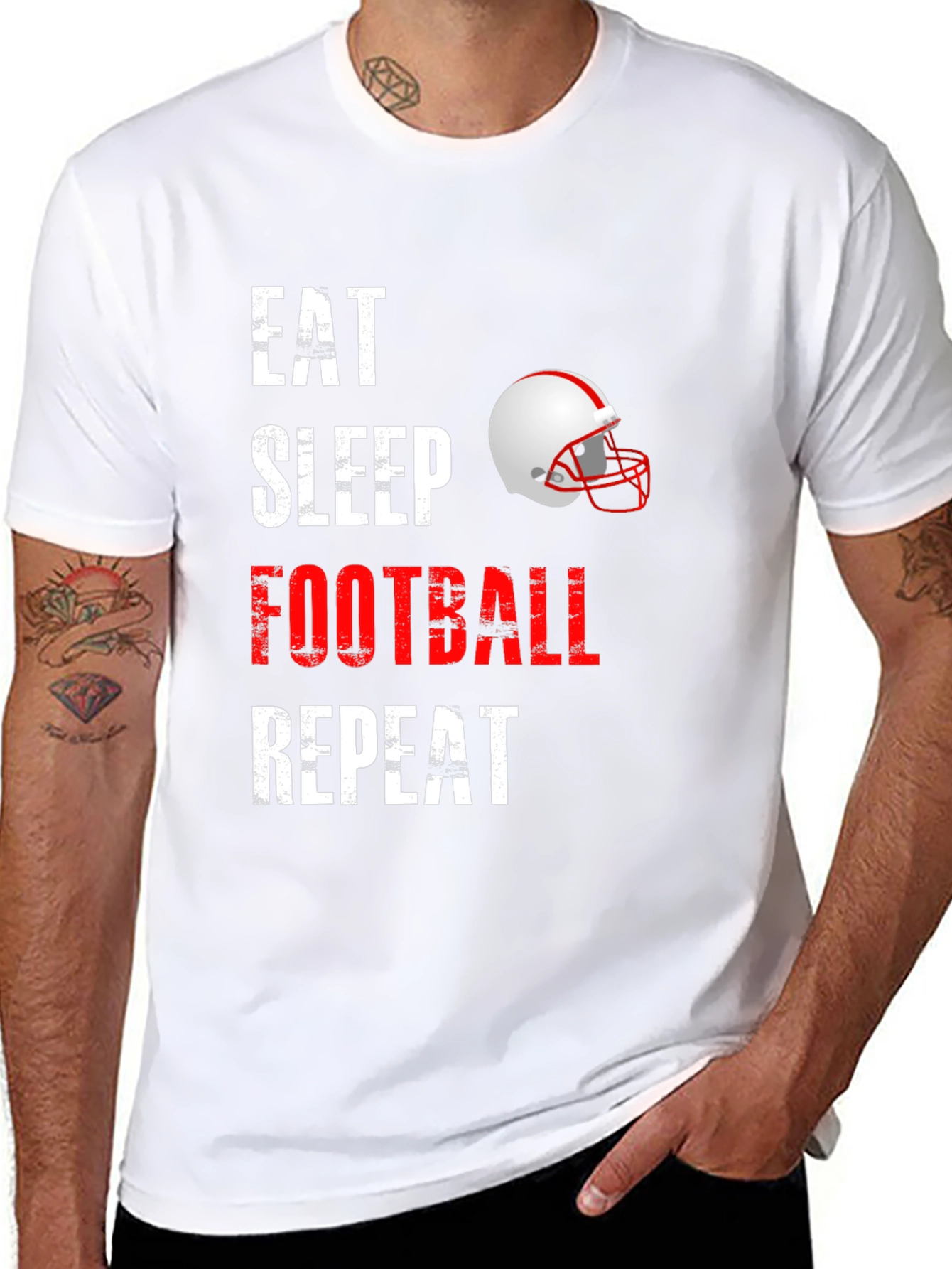 Eat Sleep Football Repeat Black Graphic T-Shirt