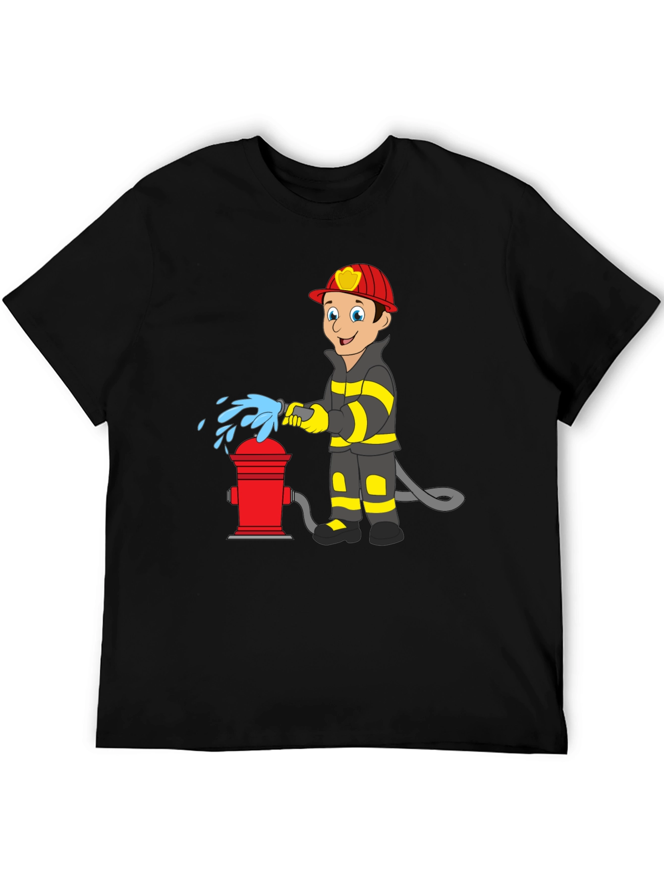 Firefighter Cartoon Graphic T-Shirt