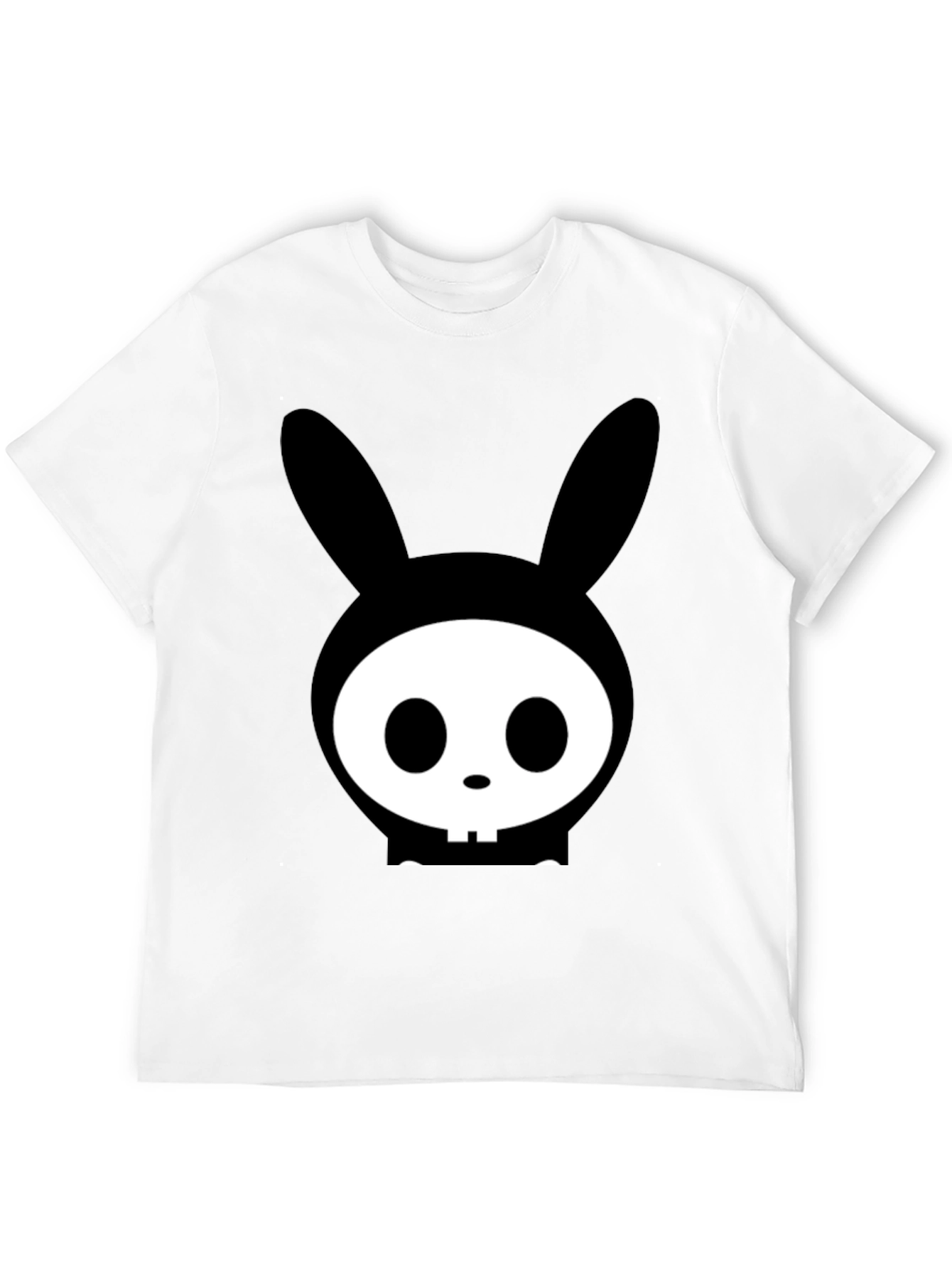 Bunny Skull Graphic Tee - Edgy Black T-Shirt