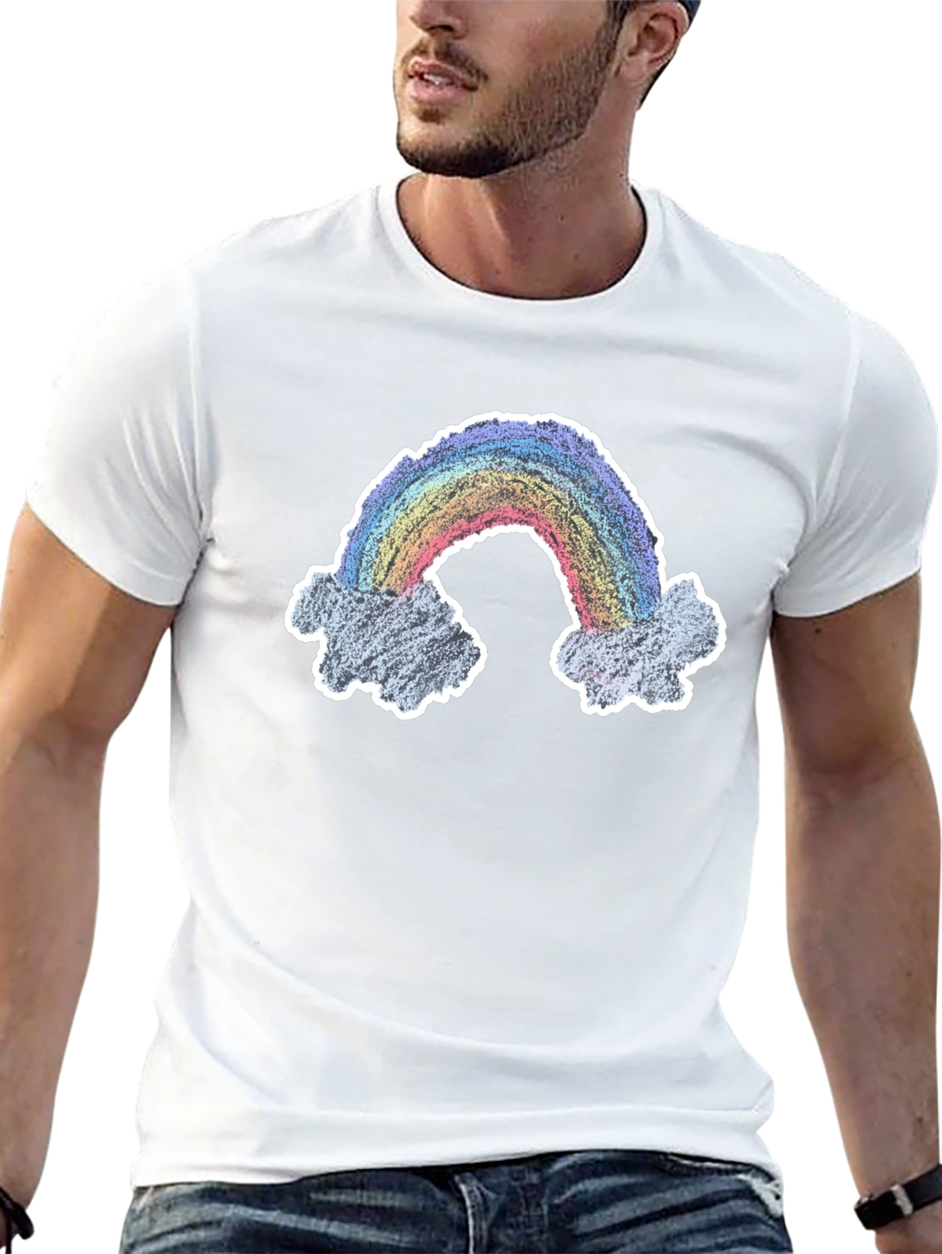Rainbow Cloud Graphic Black T-Shirt