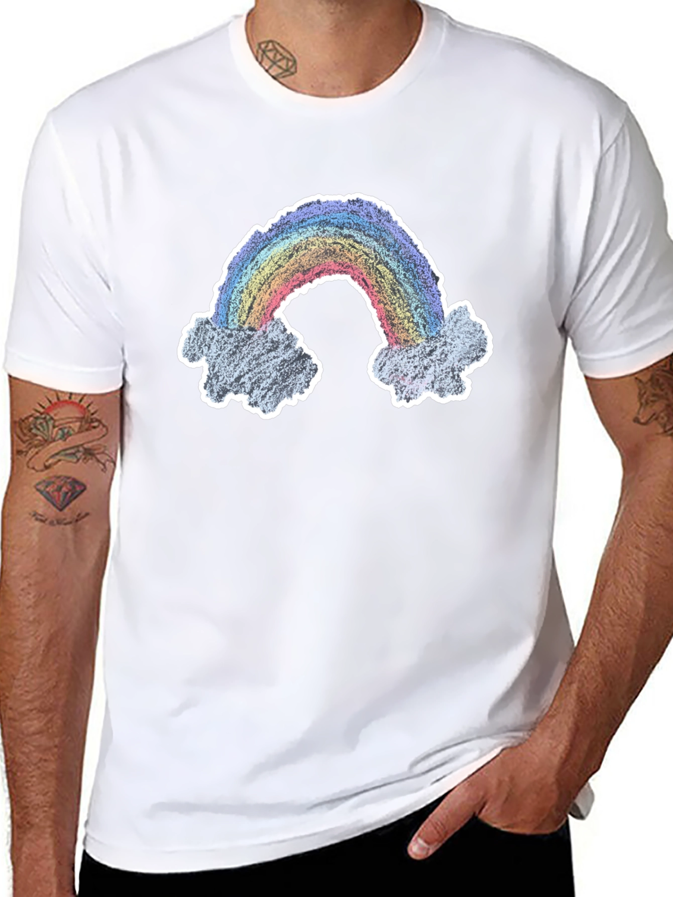Rainbow Cloud Graphic Black T-Shirt