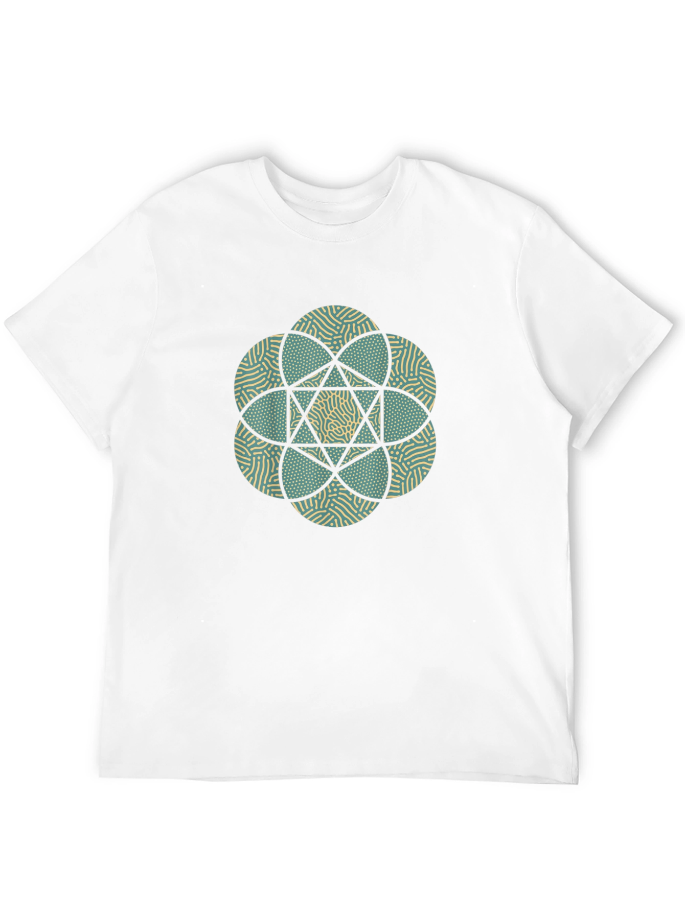 Geometric Flower Print Black T-Shirt