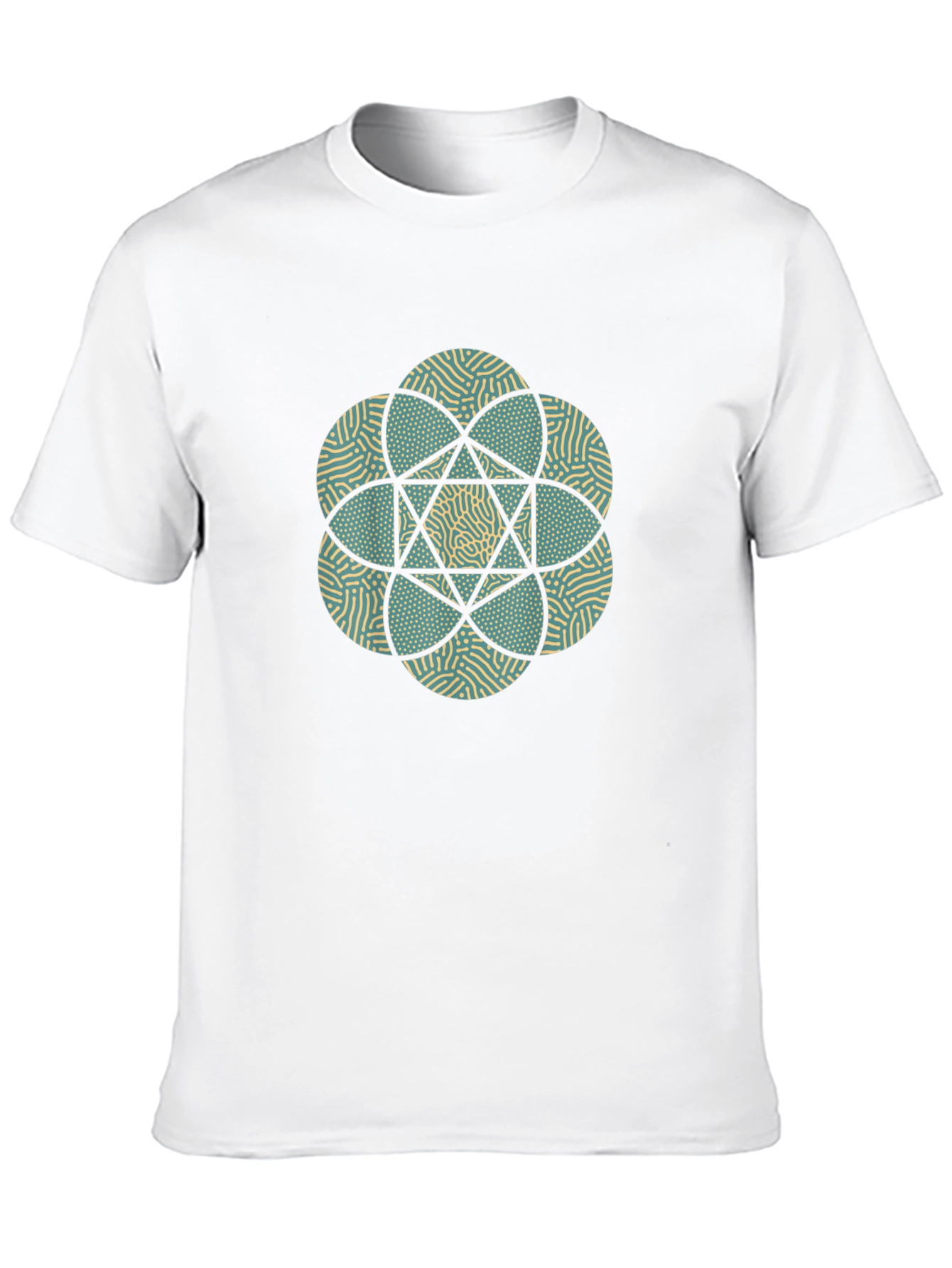 Geometric Flower Print Black T-Shirt