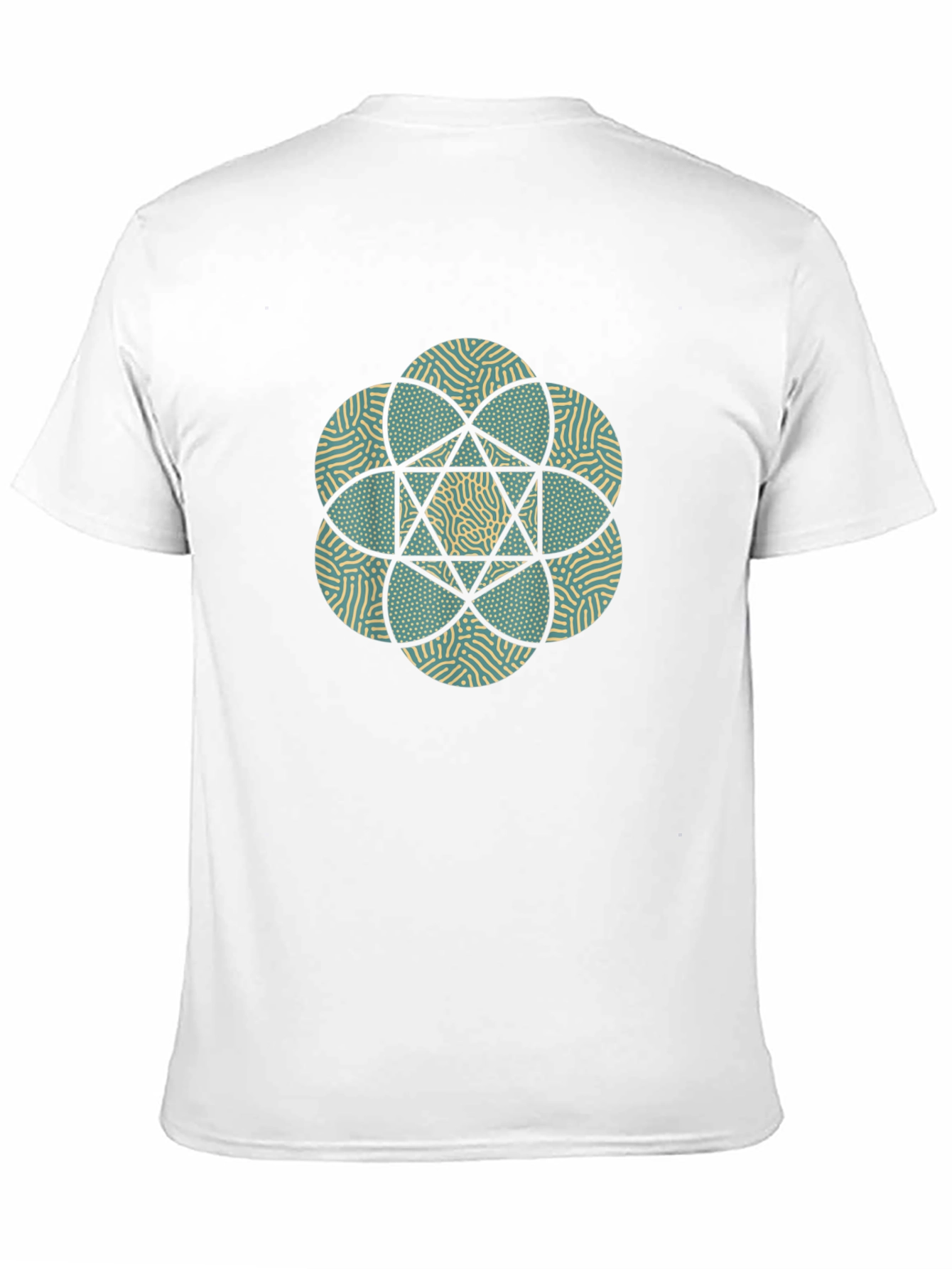 Geometric Flower Print Black T-Shirt