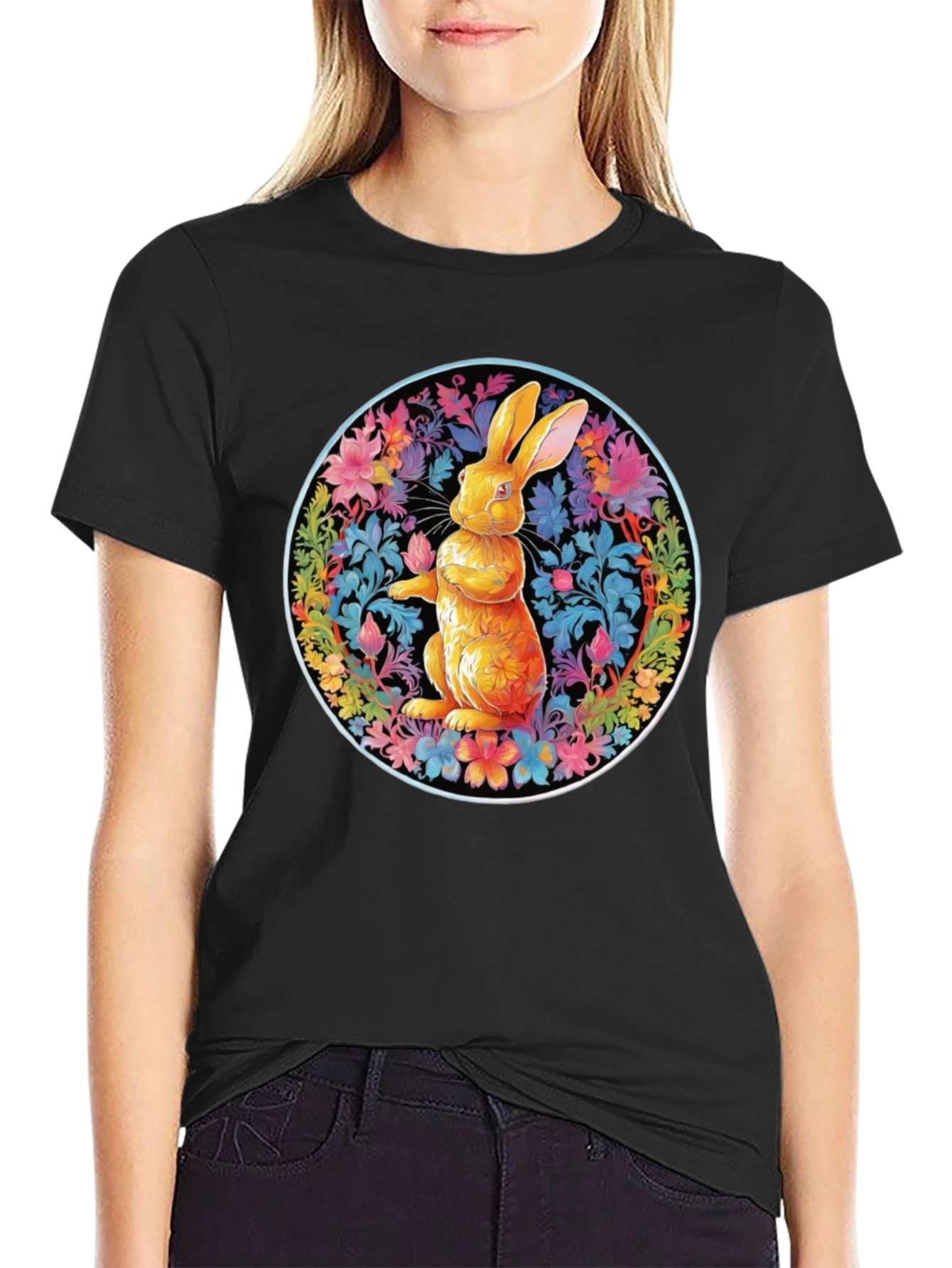 Floral Rabbit Graphic Tee - Easter Spring T-Shirt