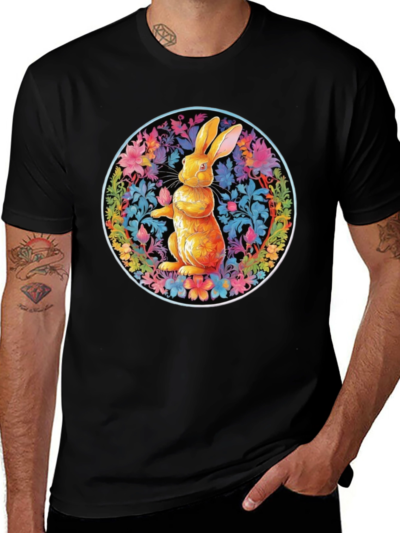 Floral Rabbit Graphic Tee - Easter Spring T-Shirt