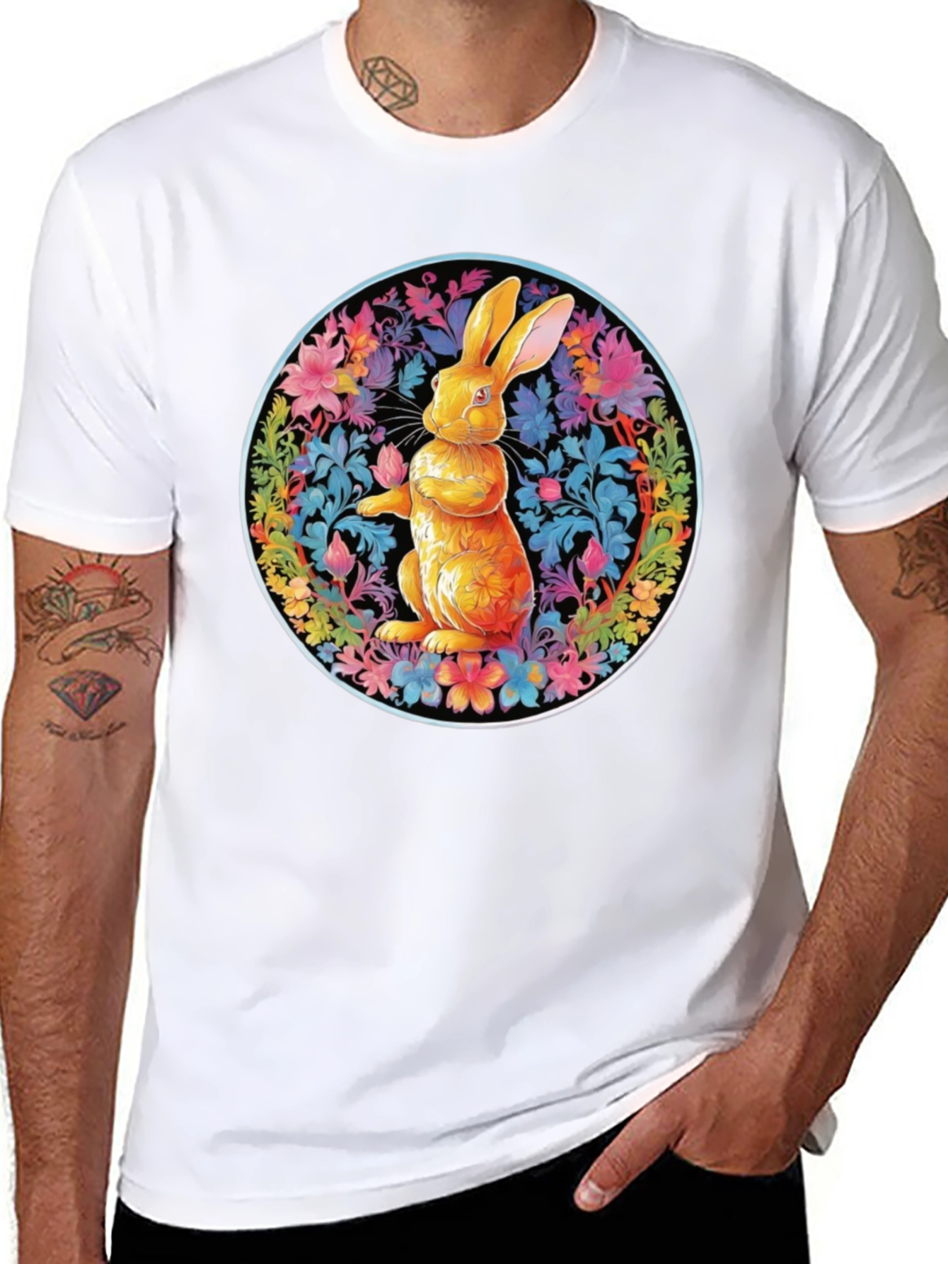 Floral Rabbit Graphic Tee - Easter Spring T-Shirt