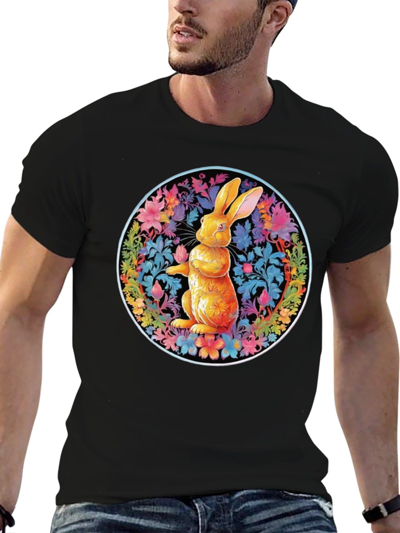 Floral Rabbit Graphic Tee - Easter Spring T-Shirt