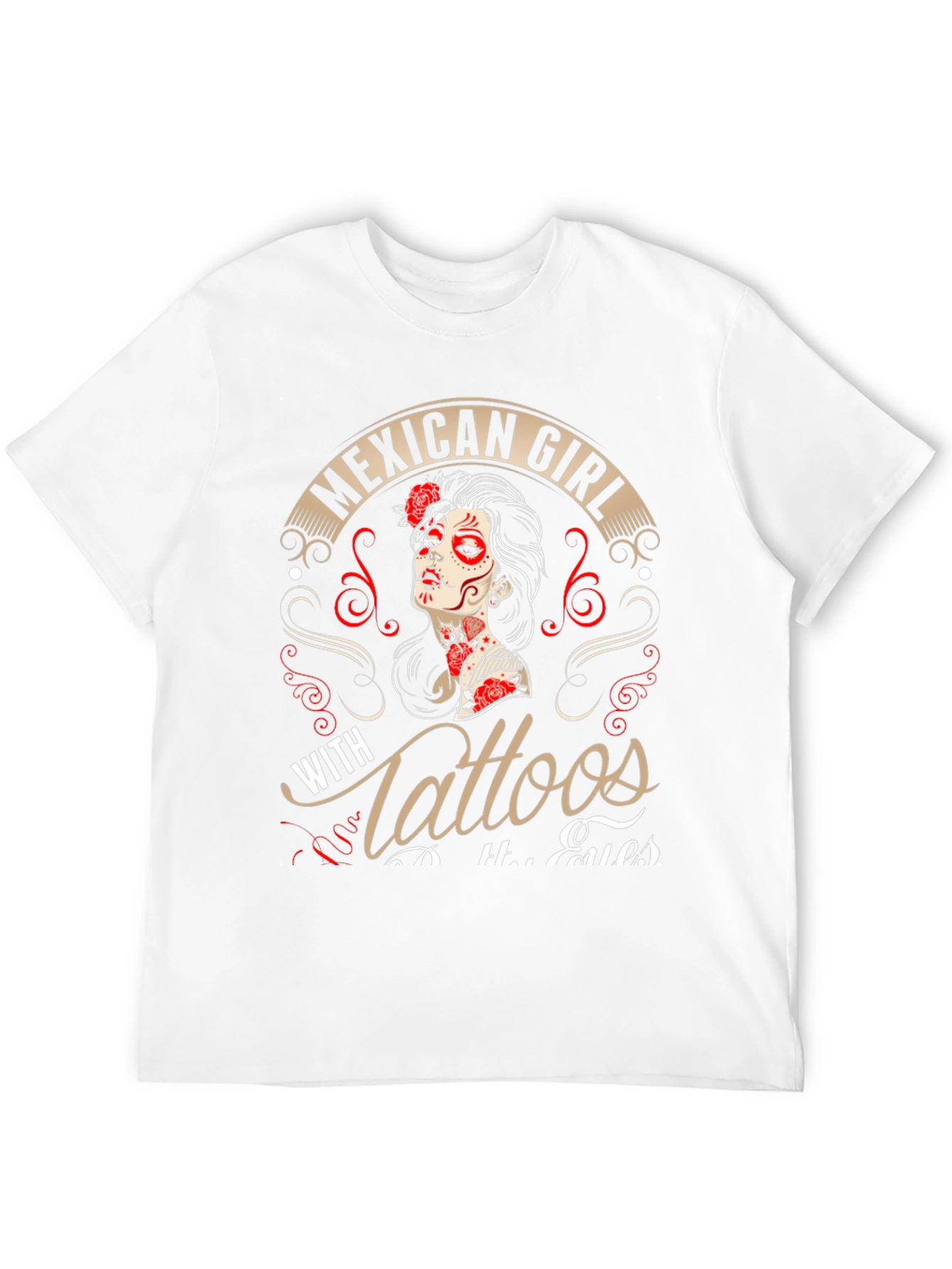 Mexican Girl Tattoos Mens Graphic T-Shirt