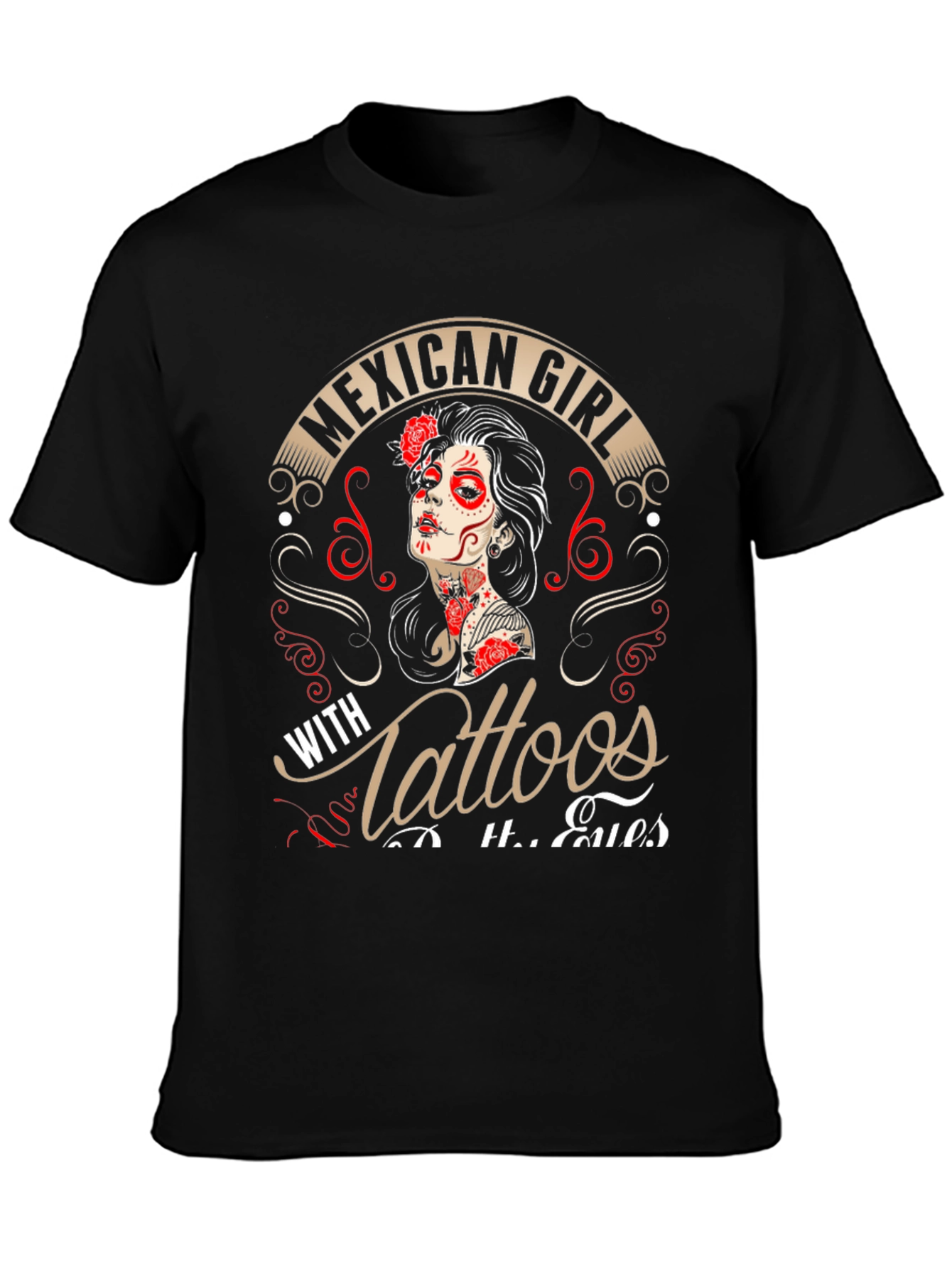 Mexican Girl Tattoos Mens Graphic T-Shirt