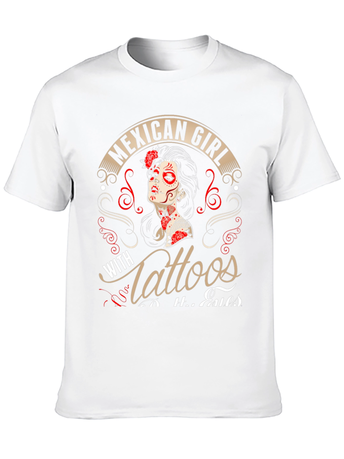 Mexican Girl Tattoos Mens Graphic T-Shirt