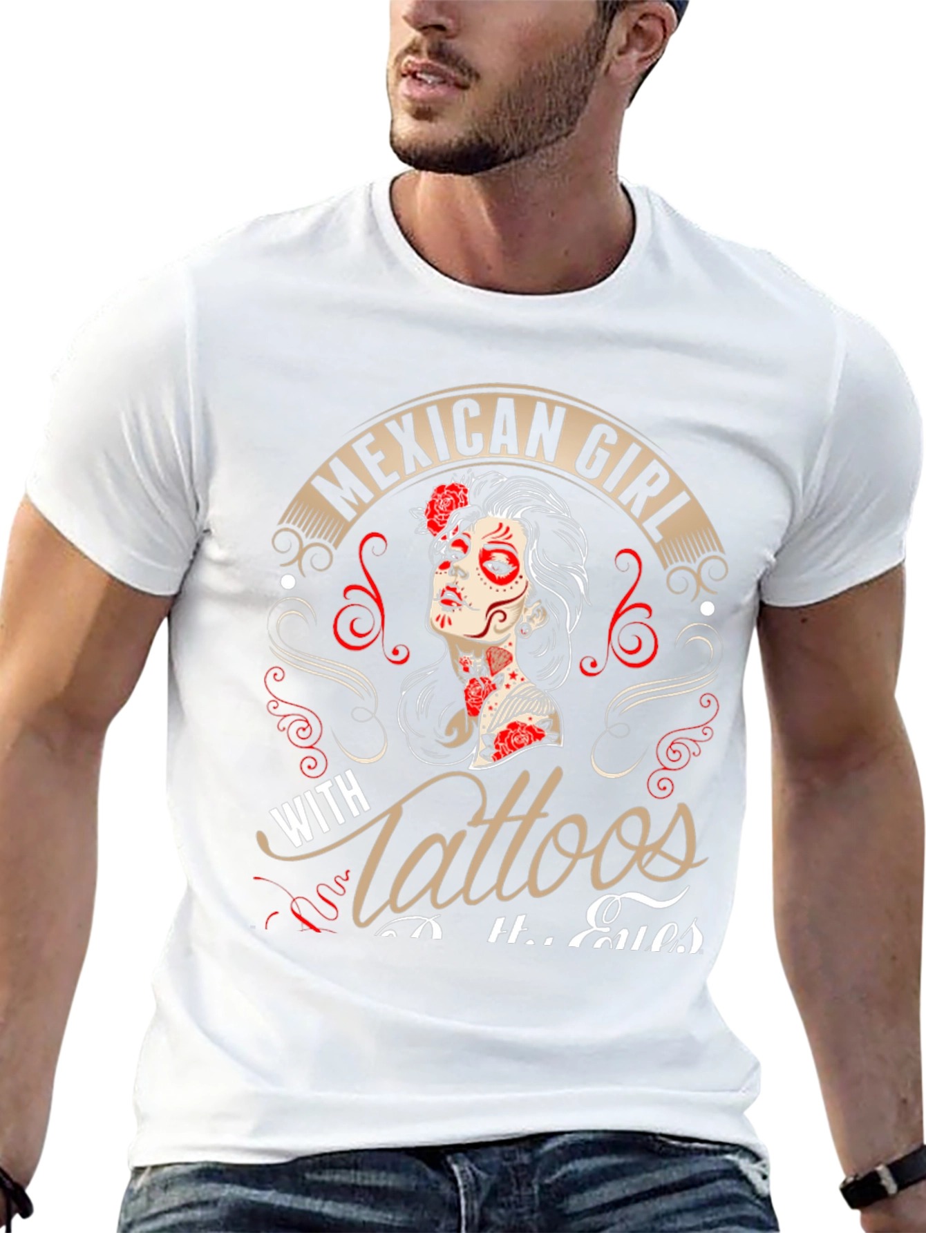 Mexican Girl Tattoos Mens Graphic T-Shirt