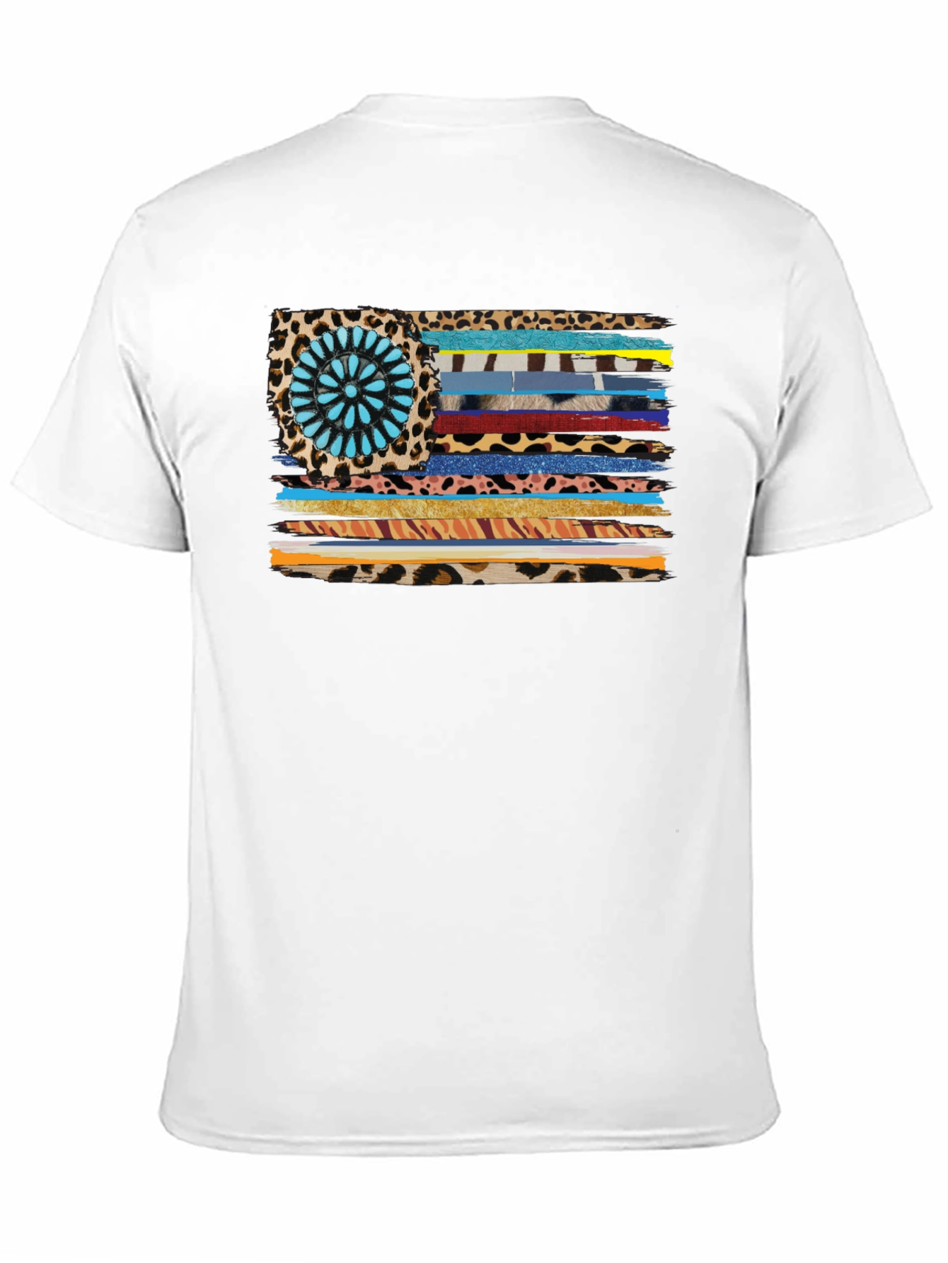 Western Style Flag Graphic Tee - Black Cotton