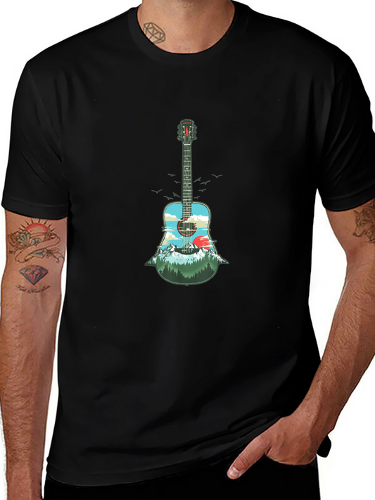 Guitar Landscape Graphic Tee - Black