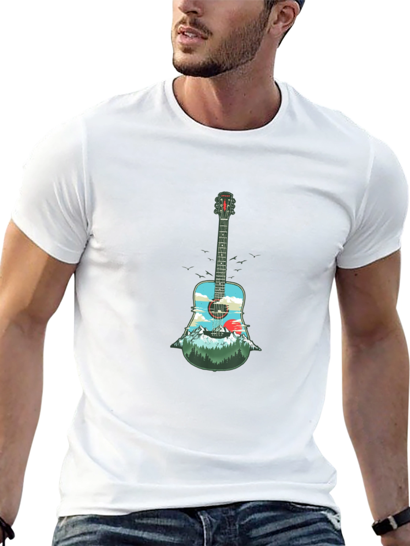 Guitar Landscape Graphic Tee - Black