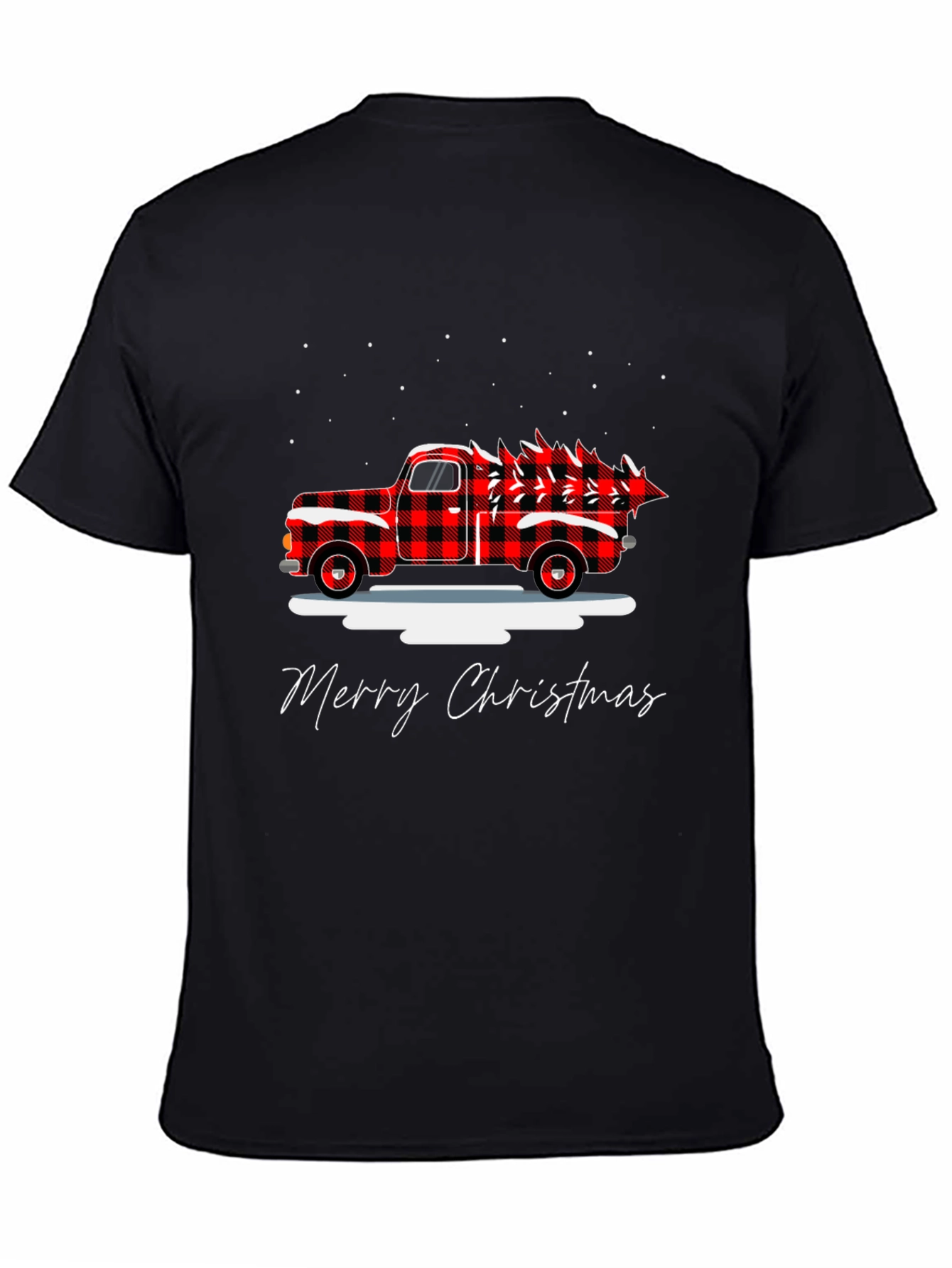 Merry Christmas Buffalo Plaid Truck T-Shirt
