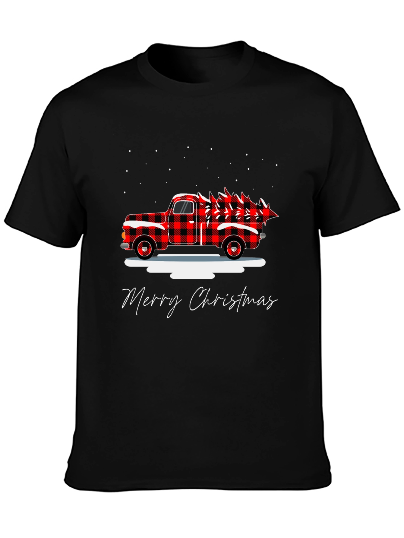 Merry Christmas Buffalo Plaid Truck T-Shirt