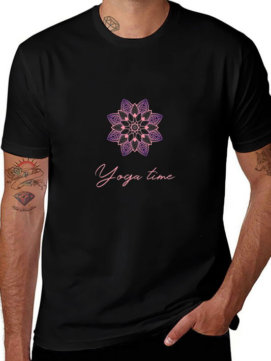 Yoga Time Graphic Tee - Mandala Design Comfort Fit