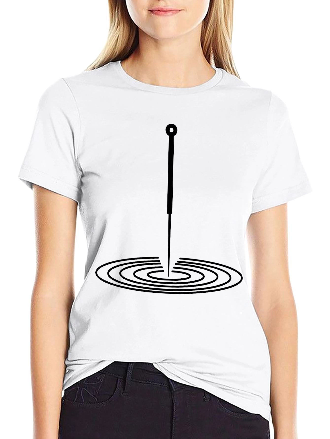 Acupuncture Needle Ripple Effect Black T-Shirt