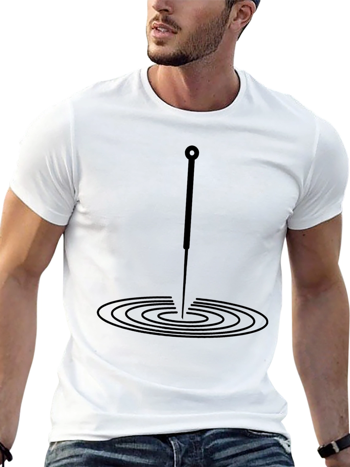 Acupuncture Needle Ripple Effect Black T-Shirt