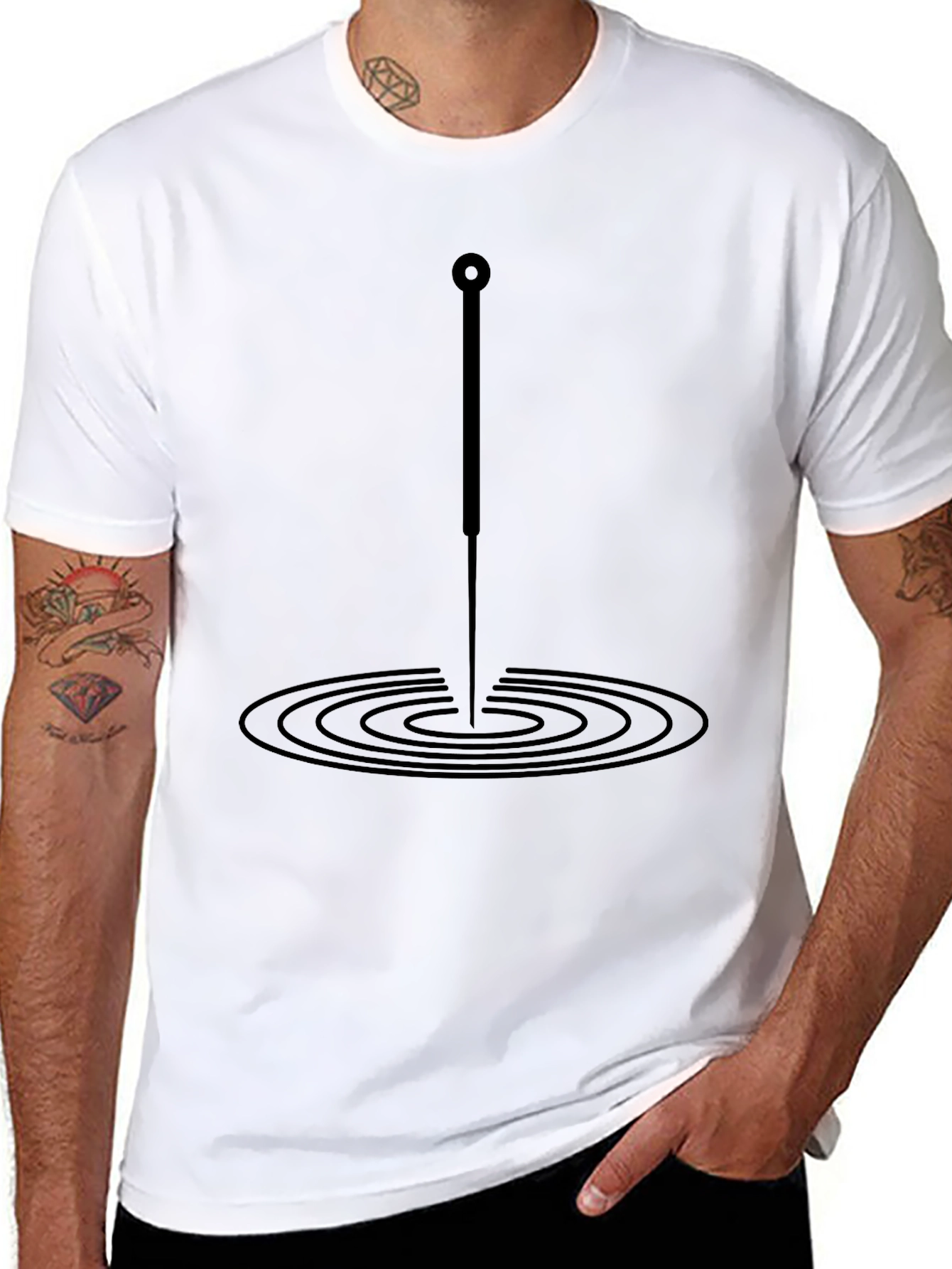 Acupuncture Needle Ripple Effect Black T-Shirt
