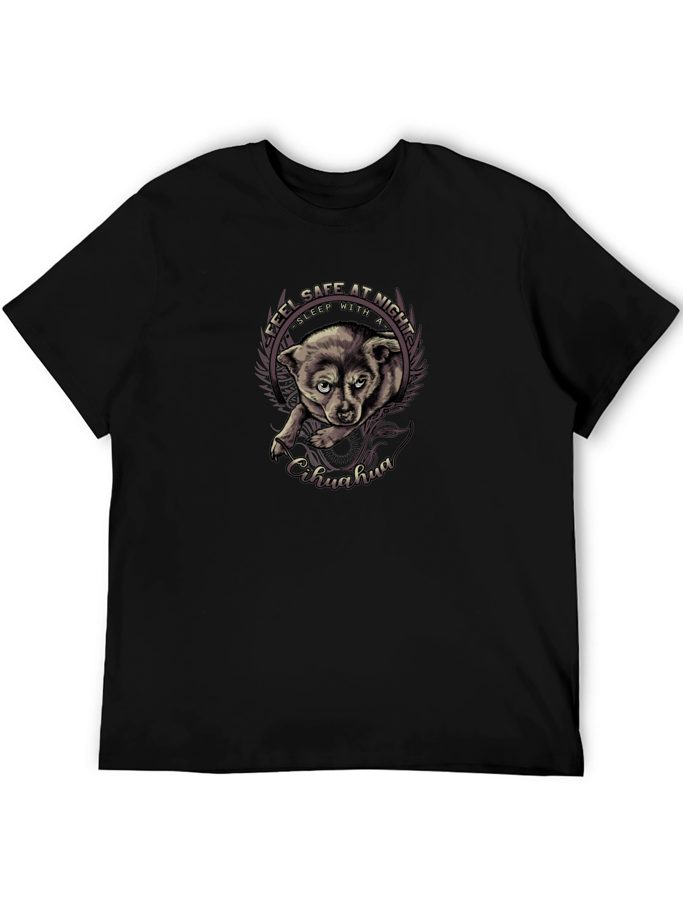 Feel Safe Chihuahua Black T-Shirt