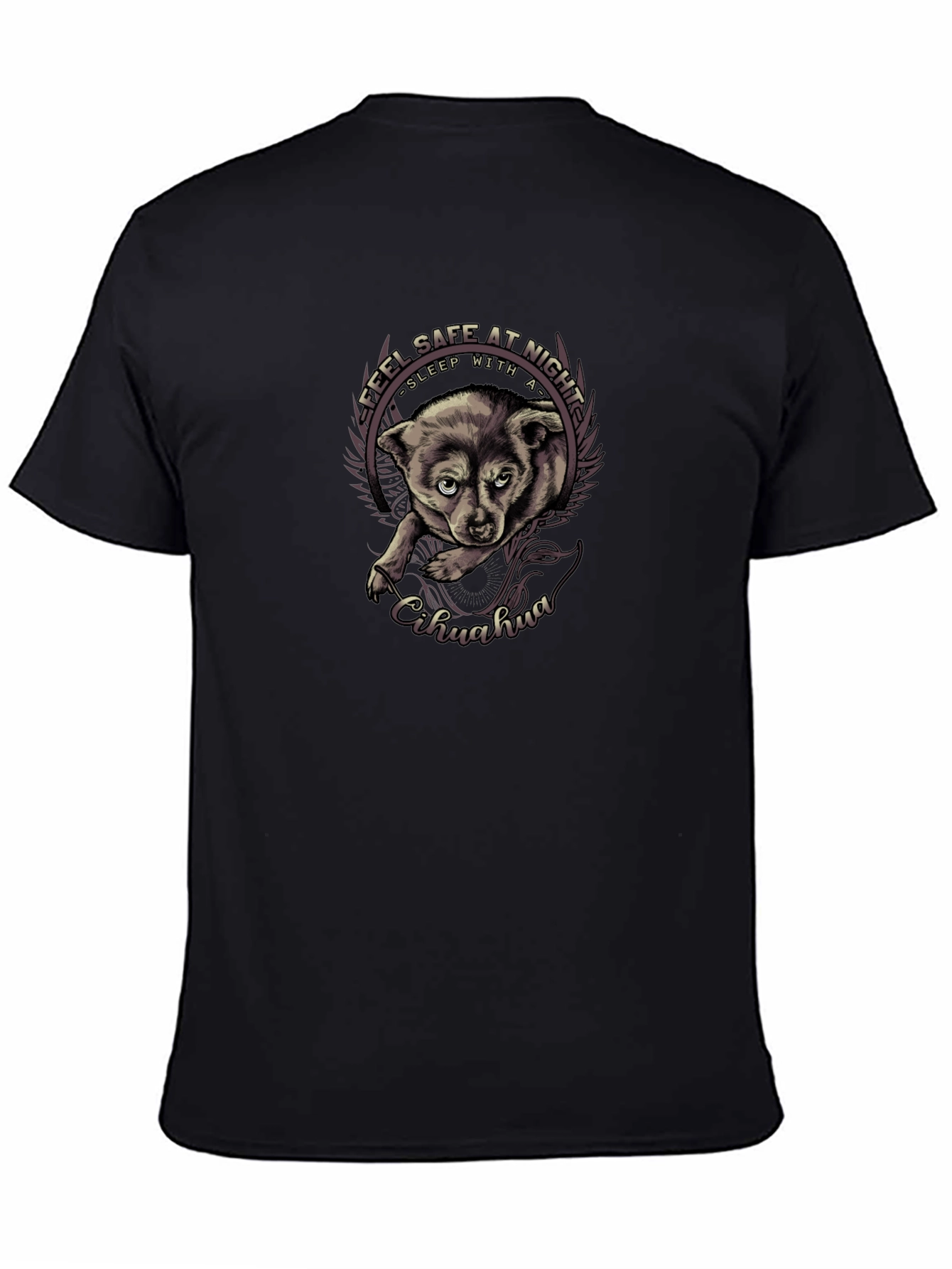 Feel Safe Chihuahua Black T-Shirt