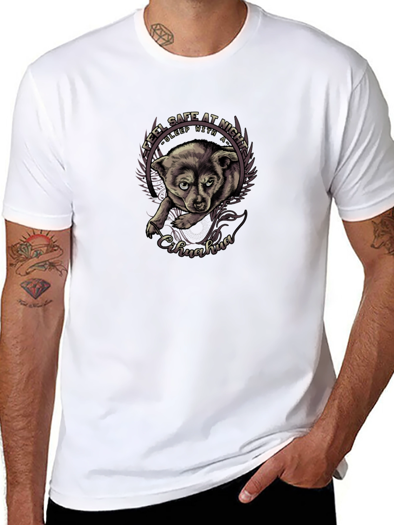 Feel Safe Chihuahua Black T-Shirt