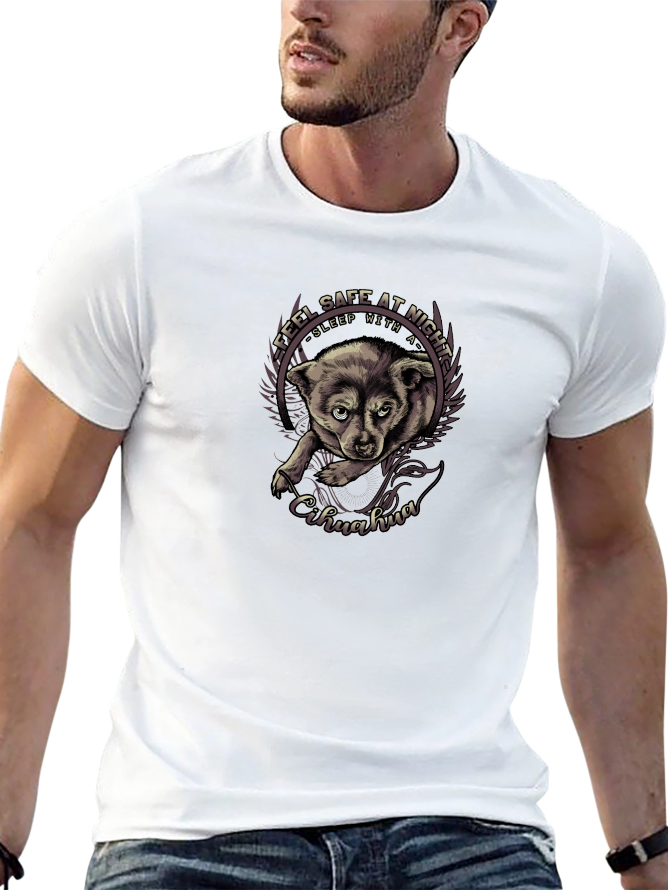 Feel Safe Chihuahua Black T-Shirt
