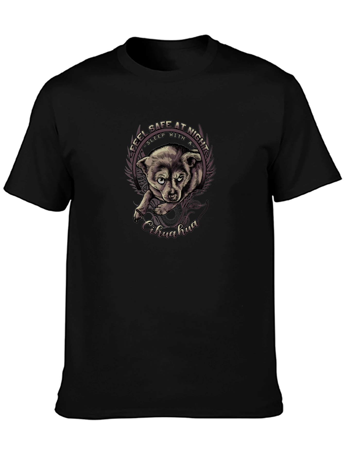 Feel Safe Chihuahua Black T-Shirt