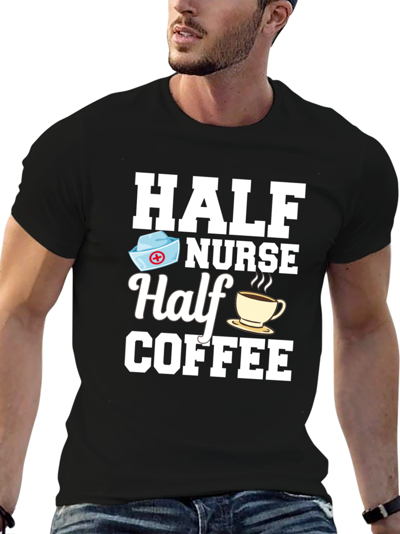 Half Nurse Half Coffee Graphic T-Shirt